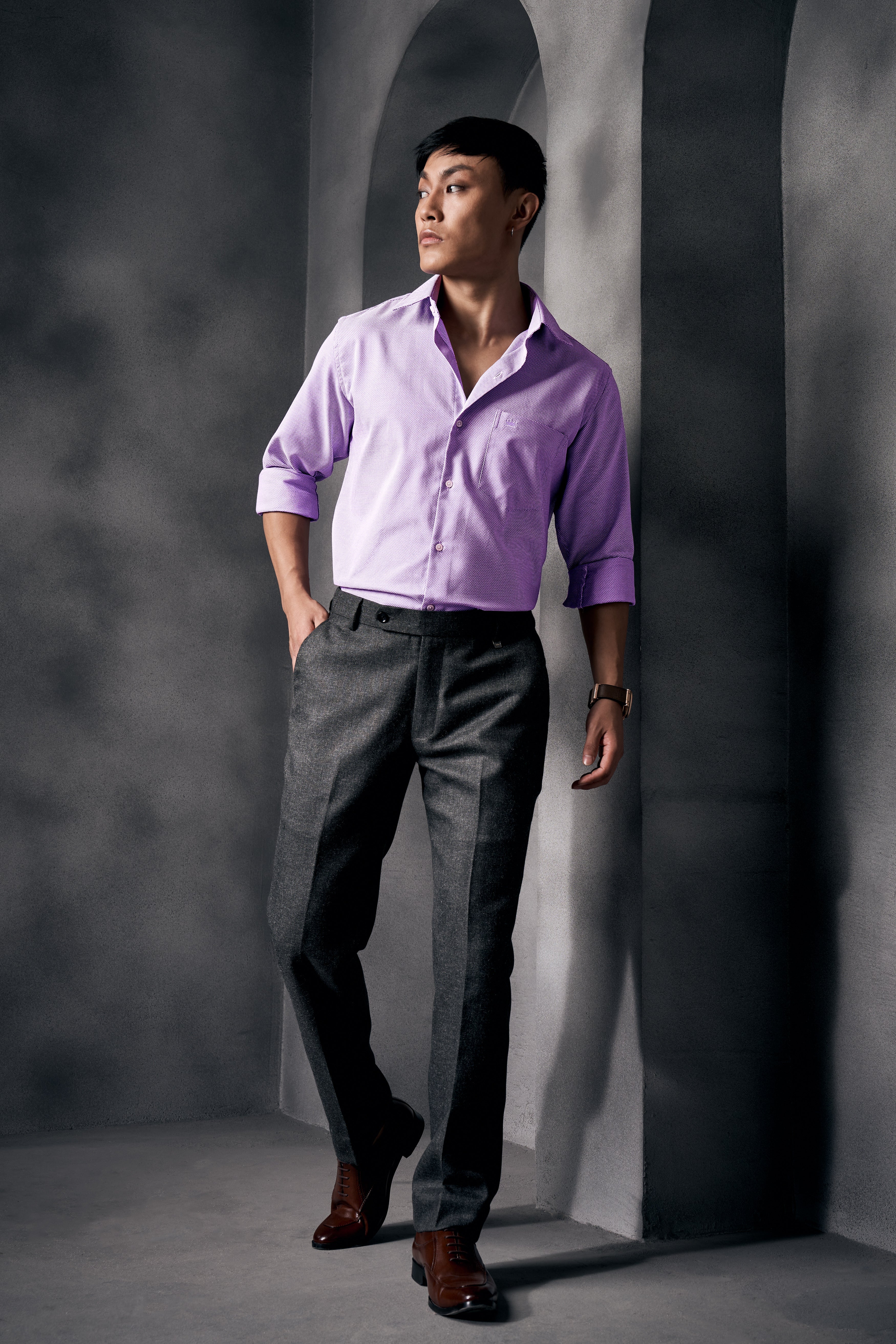 Orchid Purple Casual Textured Premium Linen Button Down Shirt For Men 17.5in / 44cm / XL / Half / Short Sleeves Orchid Purple Casual Textured Premium Linen Button Down Shirt For Men 17.5in / 44cm / XL / Half / Short Sleeves