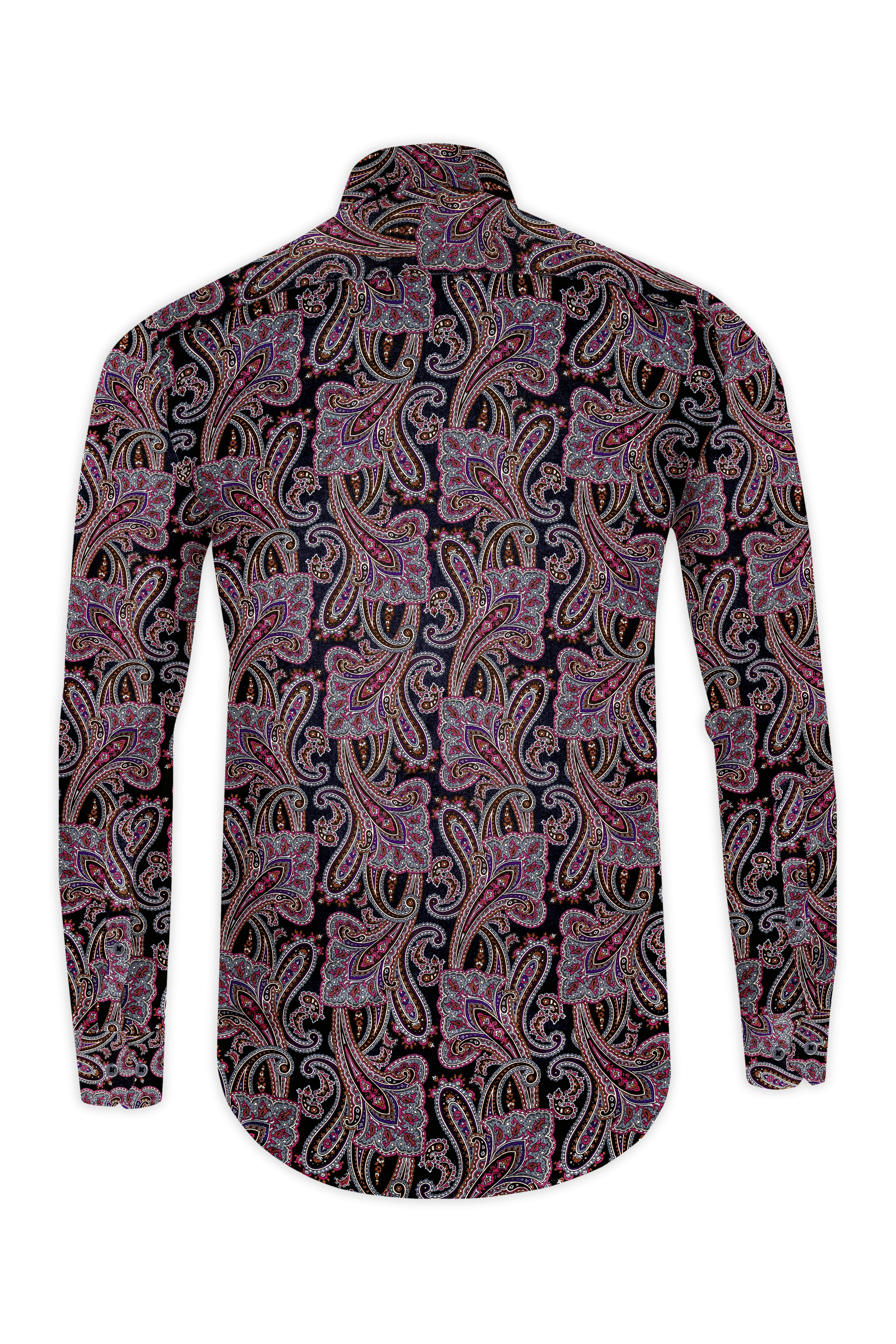 Thulian Pink And Jade Black Paisley Printed Subtle Sheen Super Soft Premium Cotton Shirt