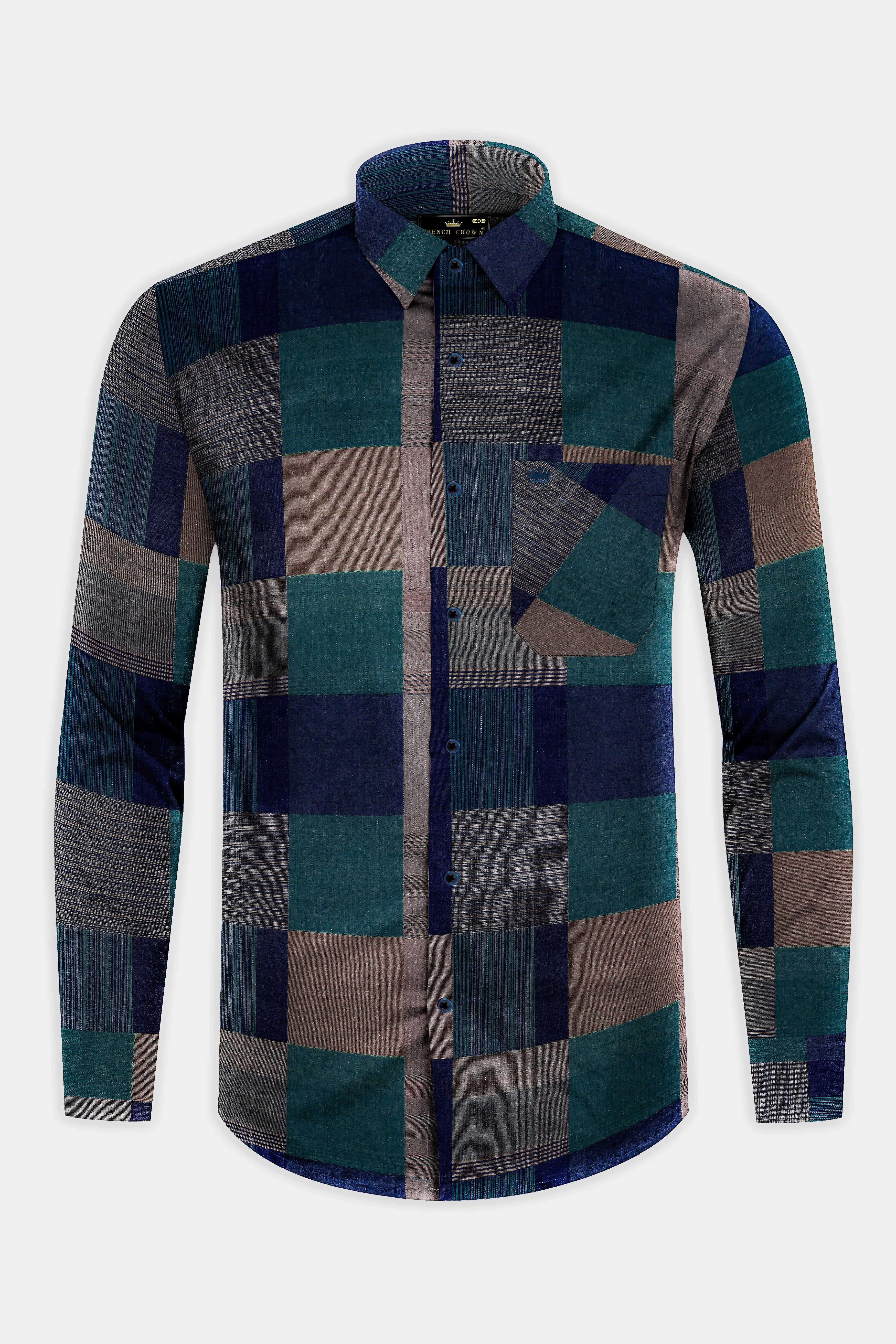 Martinique Blue And Viridian Green Formal Prints Premium Cotton