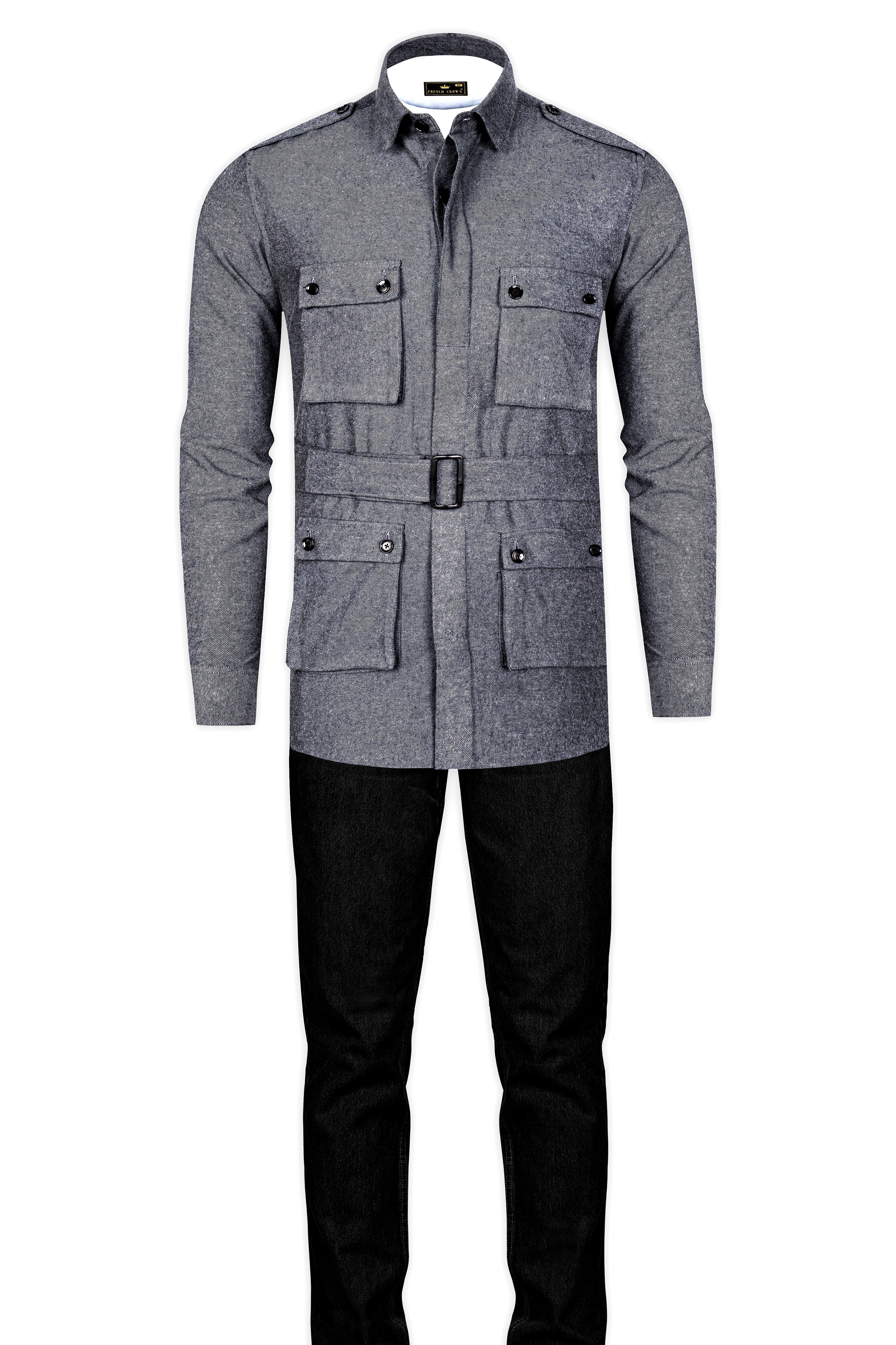 Vampire Gray Flannel Heavyweight Designer Jacket