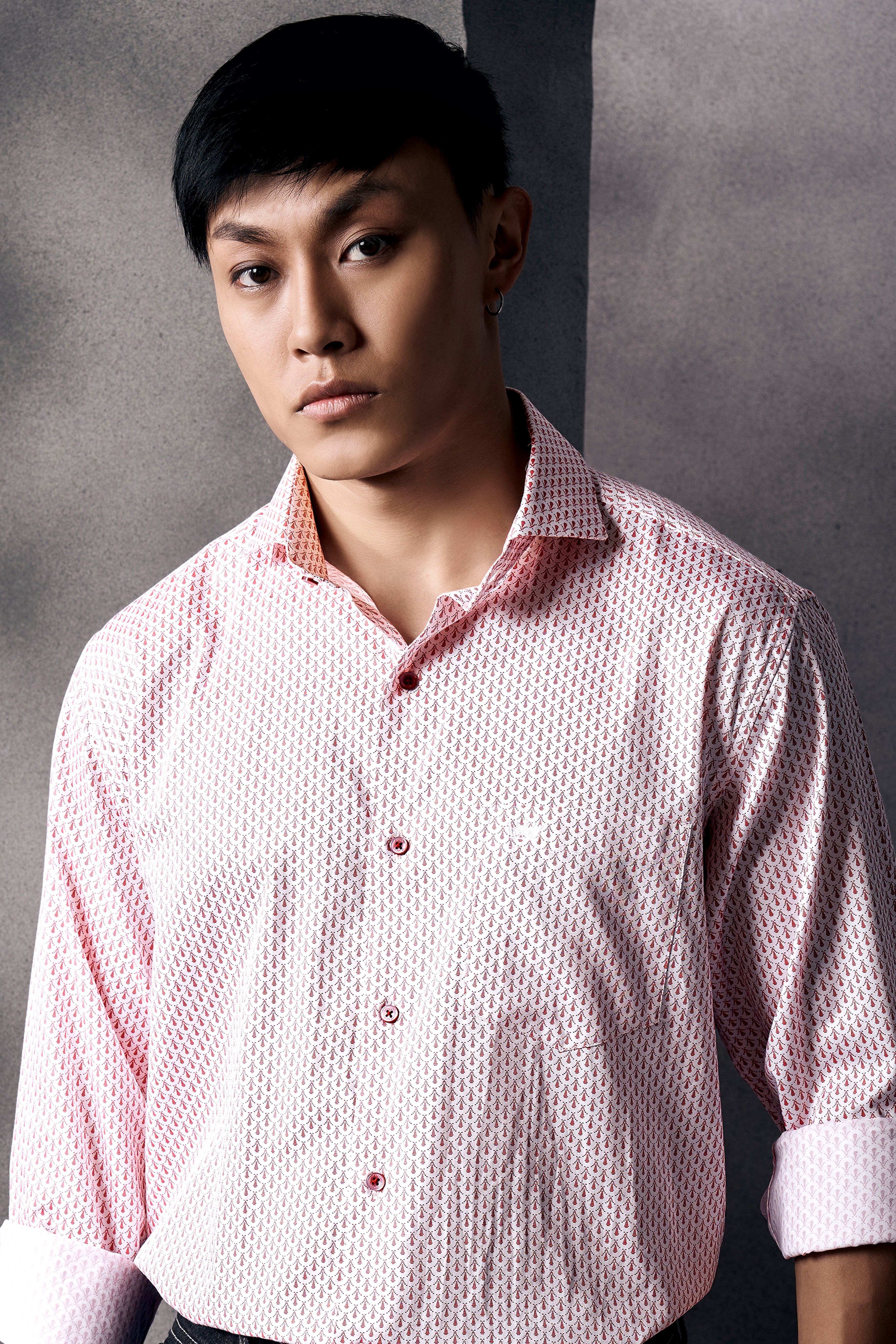 Cranberry Pink Printed Subtle Sheen Super Soft Premium Cotton Shirt