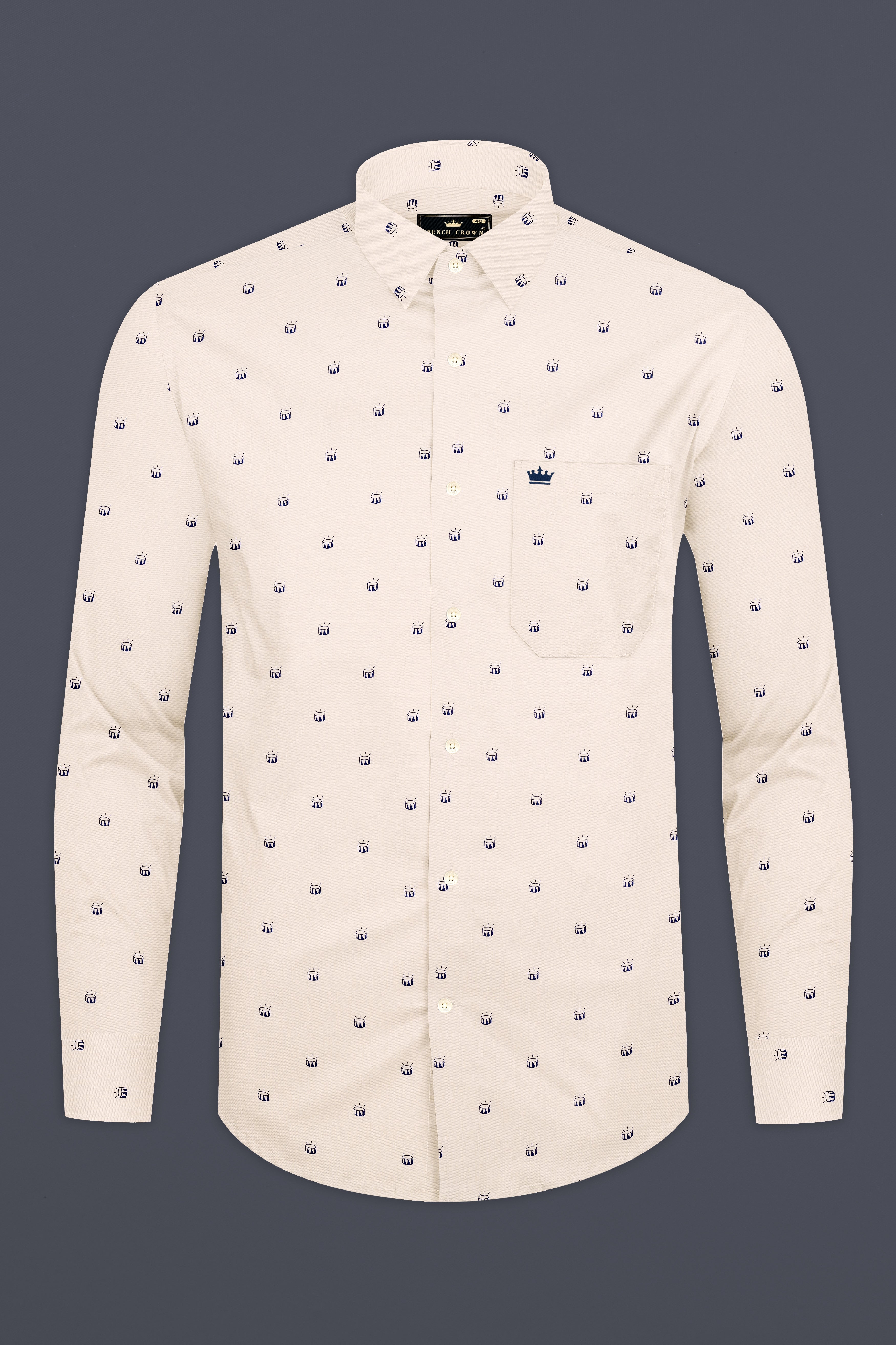 Cranberry Cream Printed Royal Oxford Premium Cotton Shirt