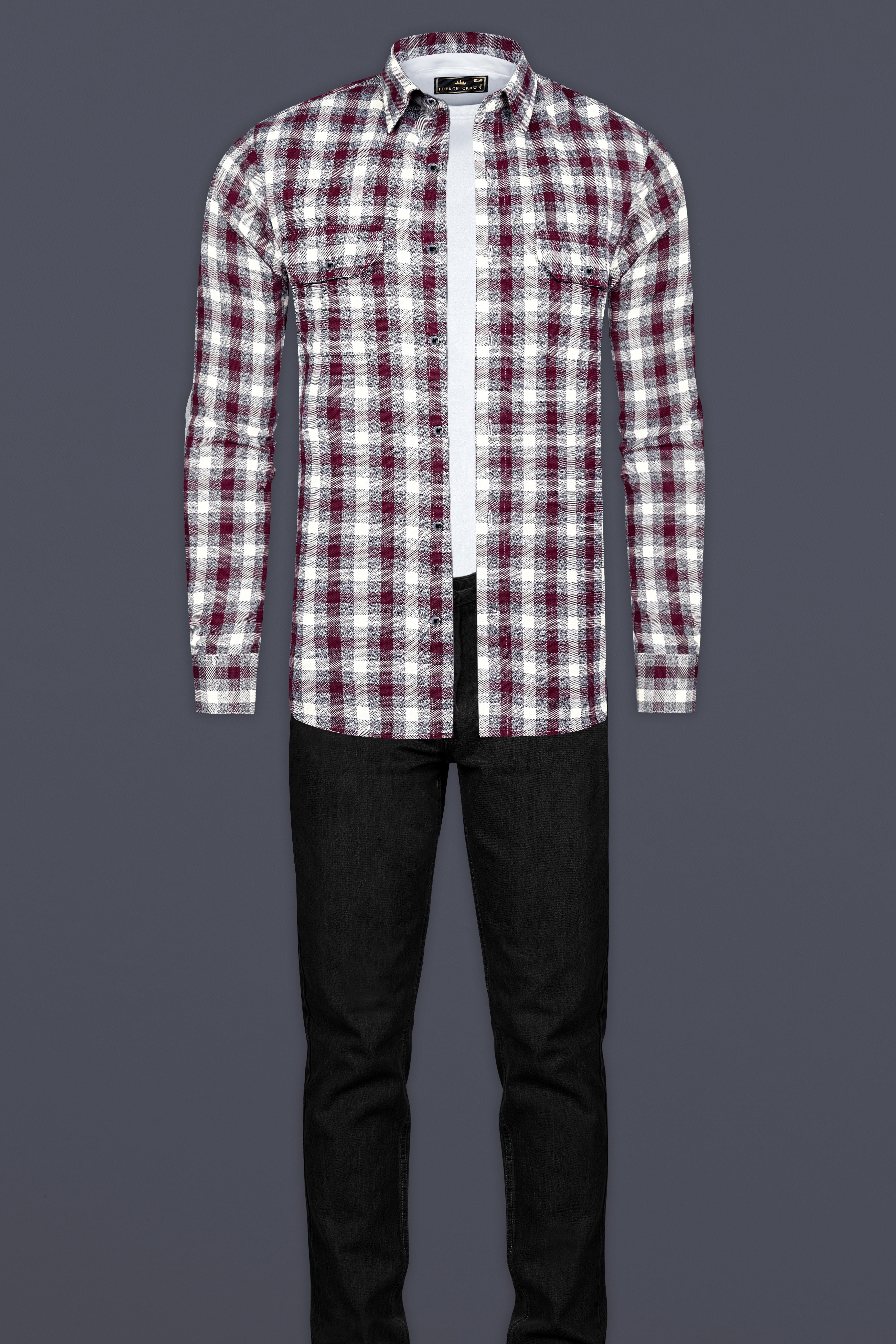 Tawny Maroon And Wenge Gray Checks Flannel Designer Overshirt/Shacket 13014-BLK-OS-FP-38 ,13014-BLK-OS-FP-H-38 ,13014-BLK-OS-FP-39 ,13014-BLK-OS-FP-H-39 ,13014-BLK-OS-FP-40 ,13014-BLK-OS-FP-H-40 ,13014-BLK-OS-FP-42 ,13014-BLK-OS-FP-H-42 ,13014-BLK-OS-FP-44 ,13014-BLK-OS-FP-H-44 ,13014-BLK-OS-FP-46 ,13014-BLK-OS-FP-H-46 ,13014-BLK-OS-FP-48 ,13014-BLK-OS-FP-H-48 ,13014-BLK-OS-FP-50 ,13014-BLK-OS-FP-H-50 ,13014-BLK-OS-FP-52 ,13014-BLK-OS-FP-H-52