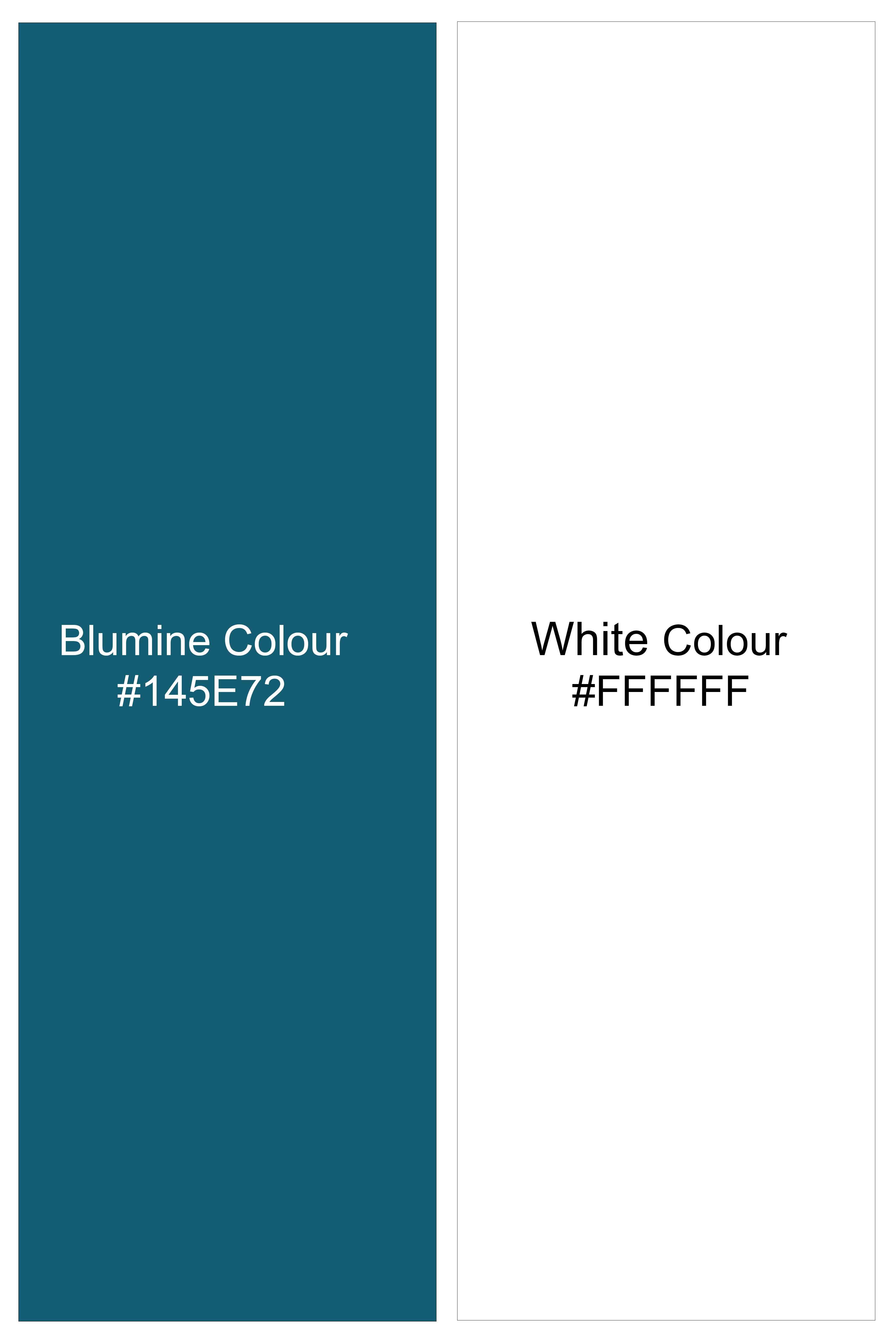 Blumine Blue And Bright White Premium Cotton Designer Shirt