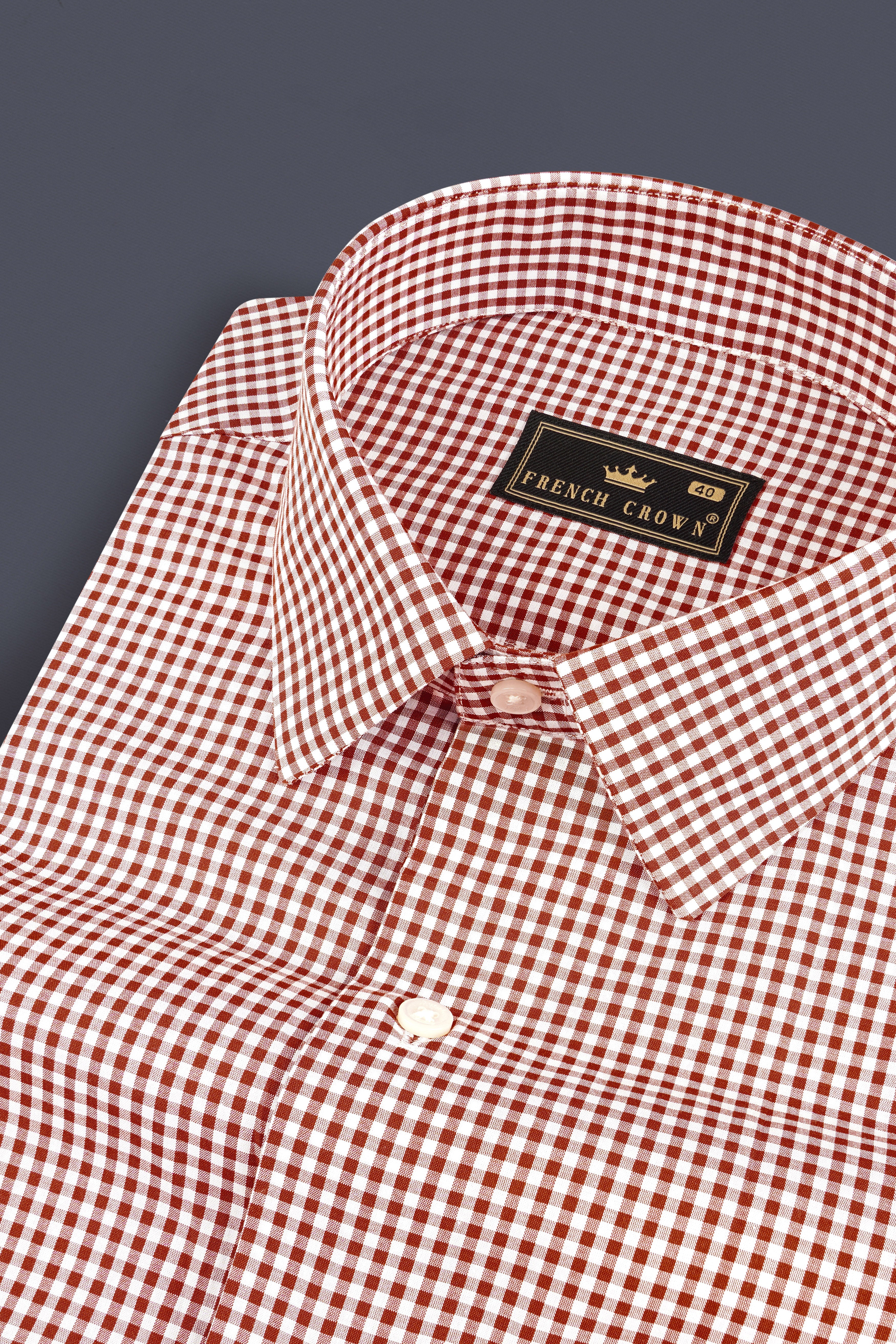 Tabasco Red And Bright White Mini Checks Premium Giza Cotton Shirt