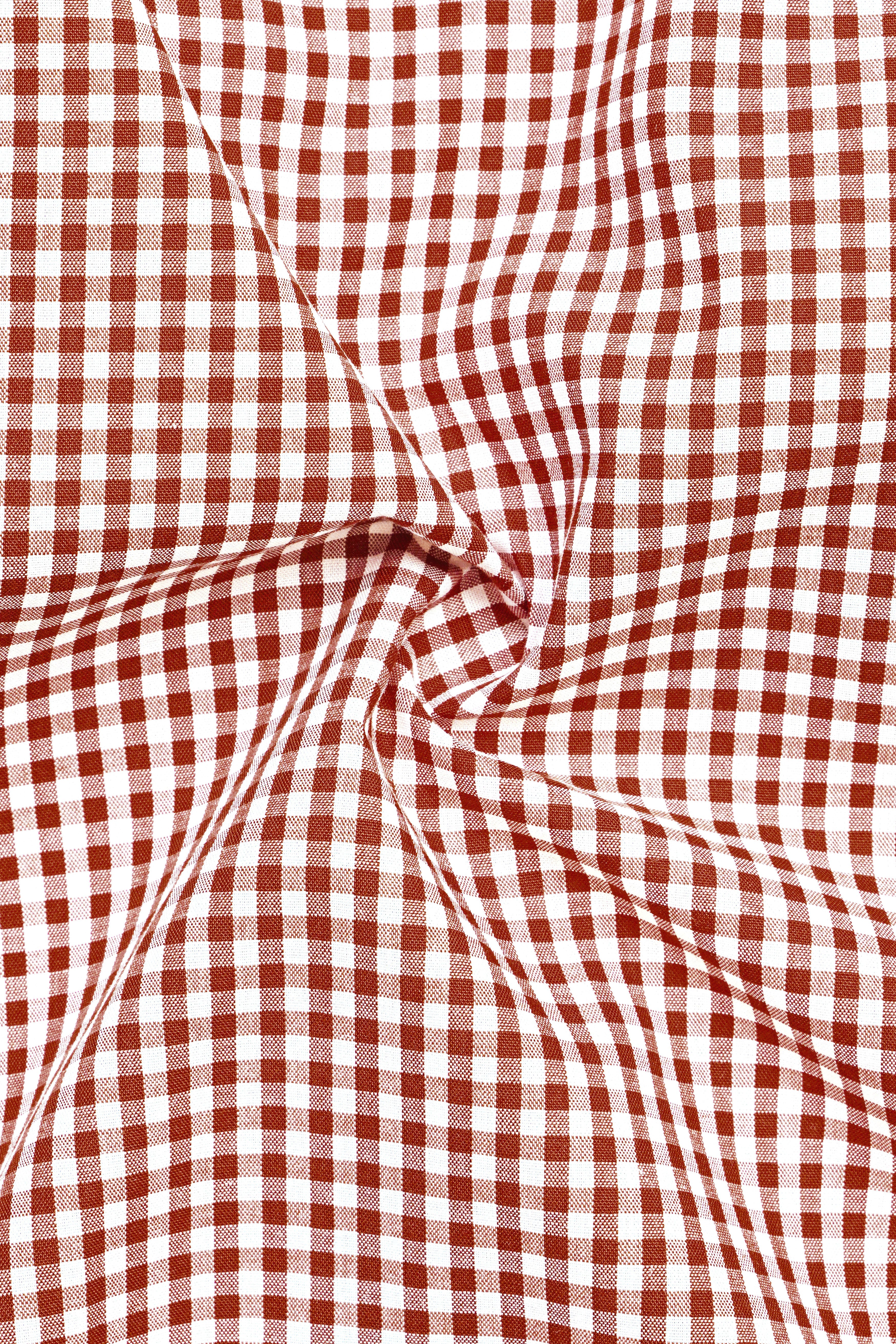 Tabasco Red And Bright White Mini Checks Premium Giza Cotton Shirt