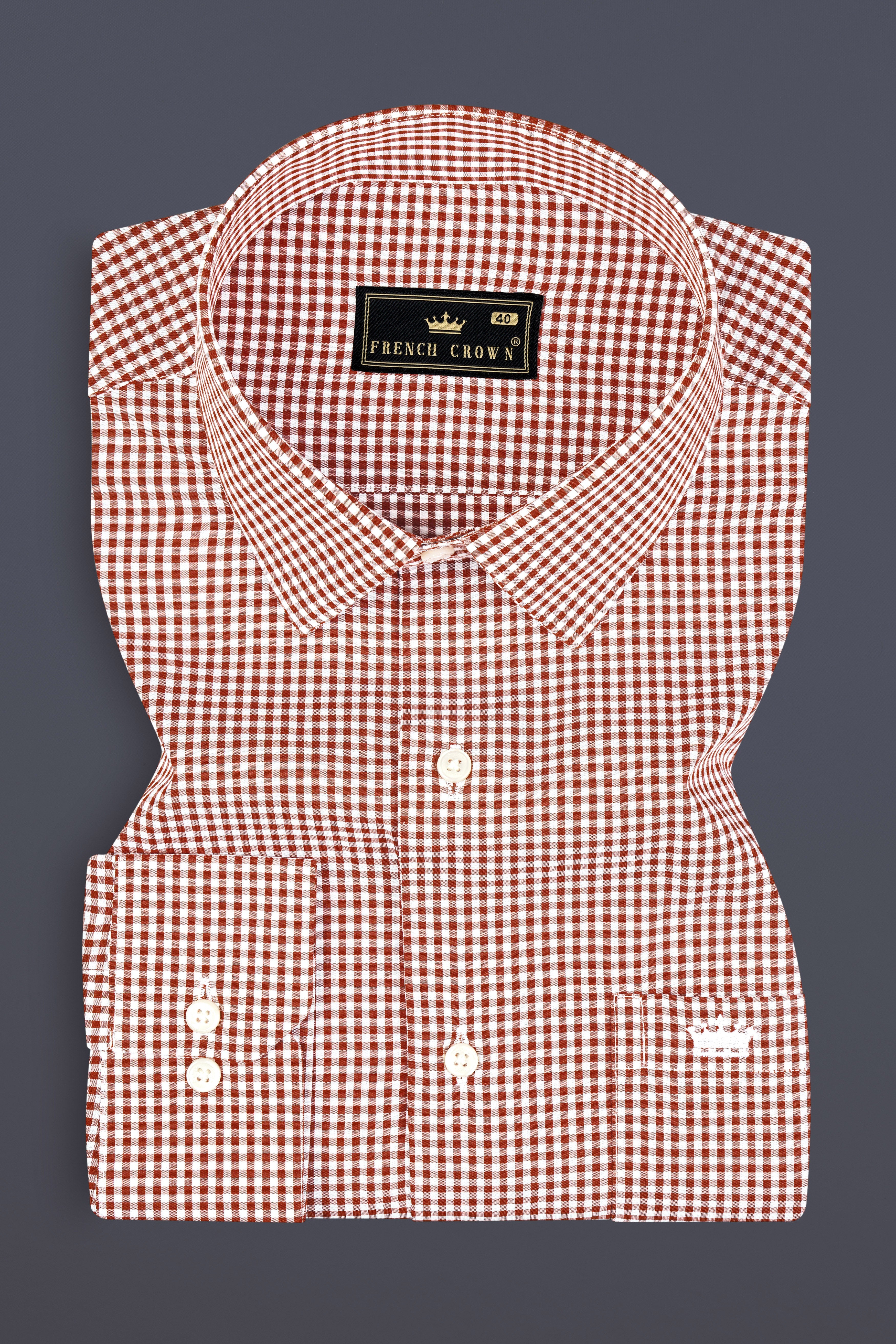 Tabasco Red And Bright White Mini Checks Premium Giza Cotton Shirt