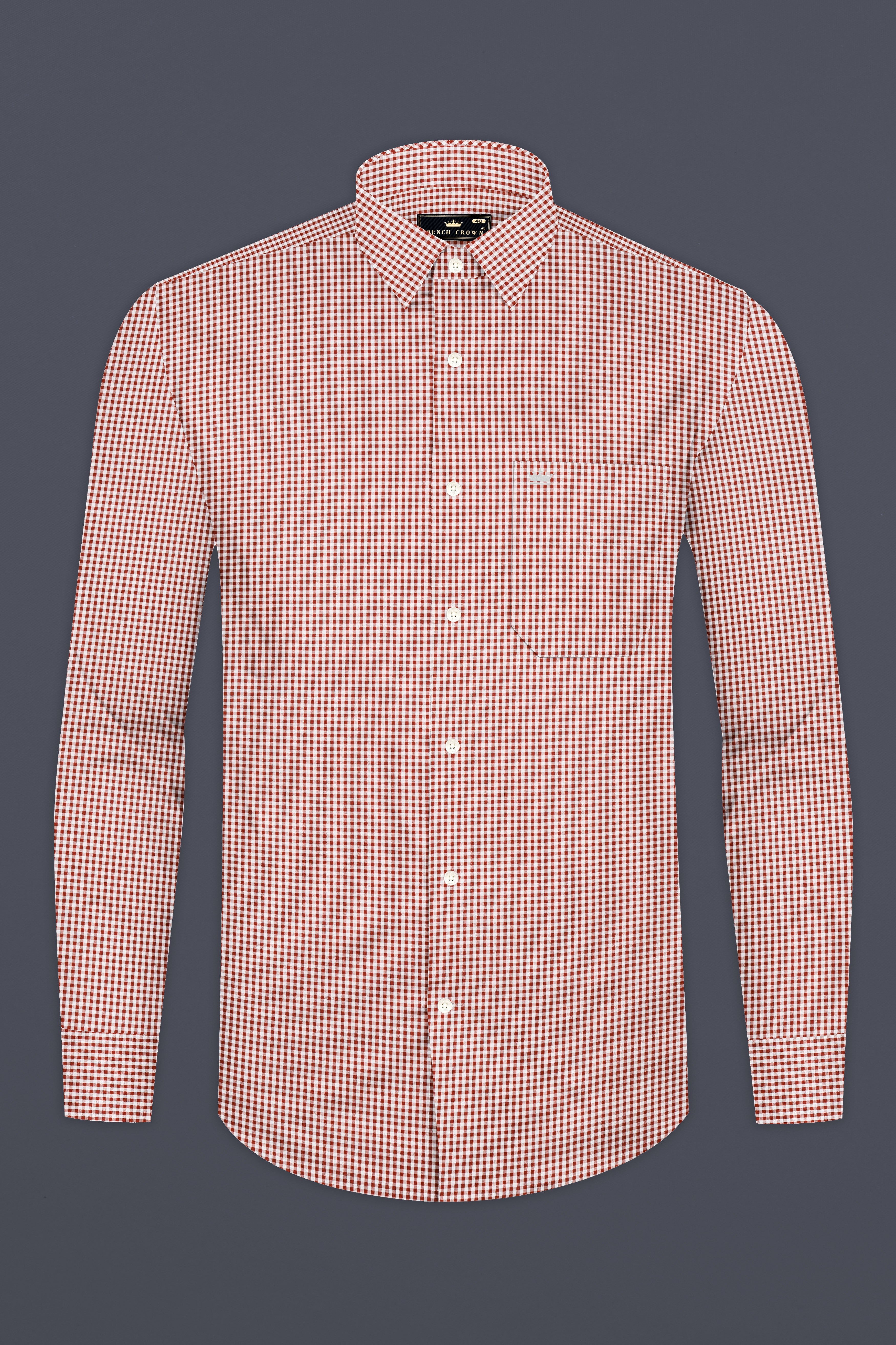 Tabasco Red And Bright White Mini Checks Premium Giza Cotton Shirt