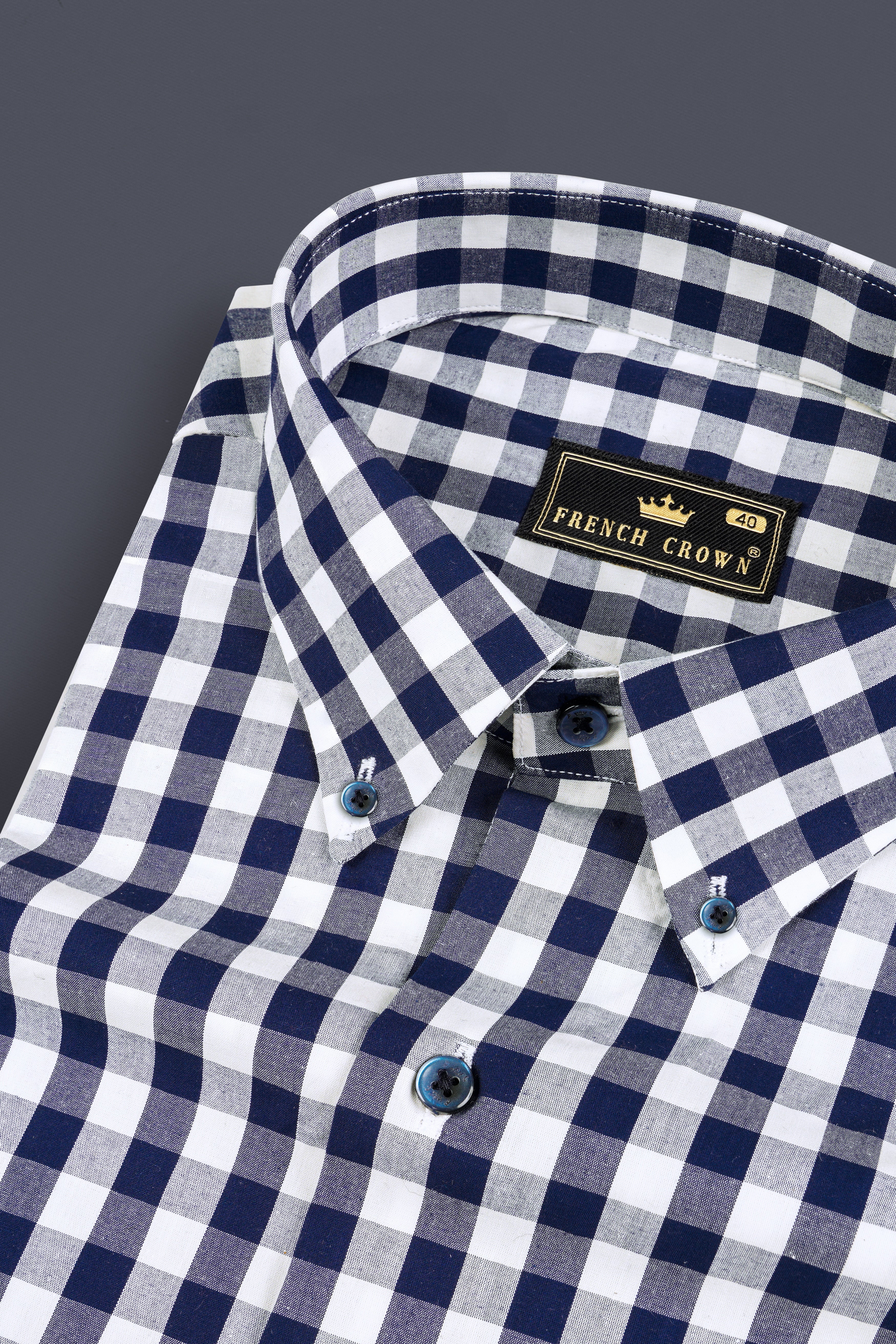 Tangaroa Blue And Bright White Checked Premium Giza Cotton Shirt