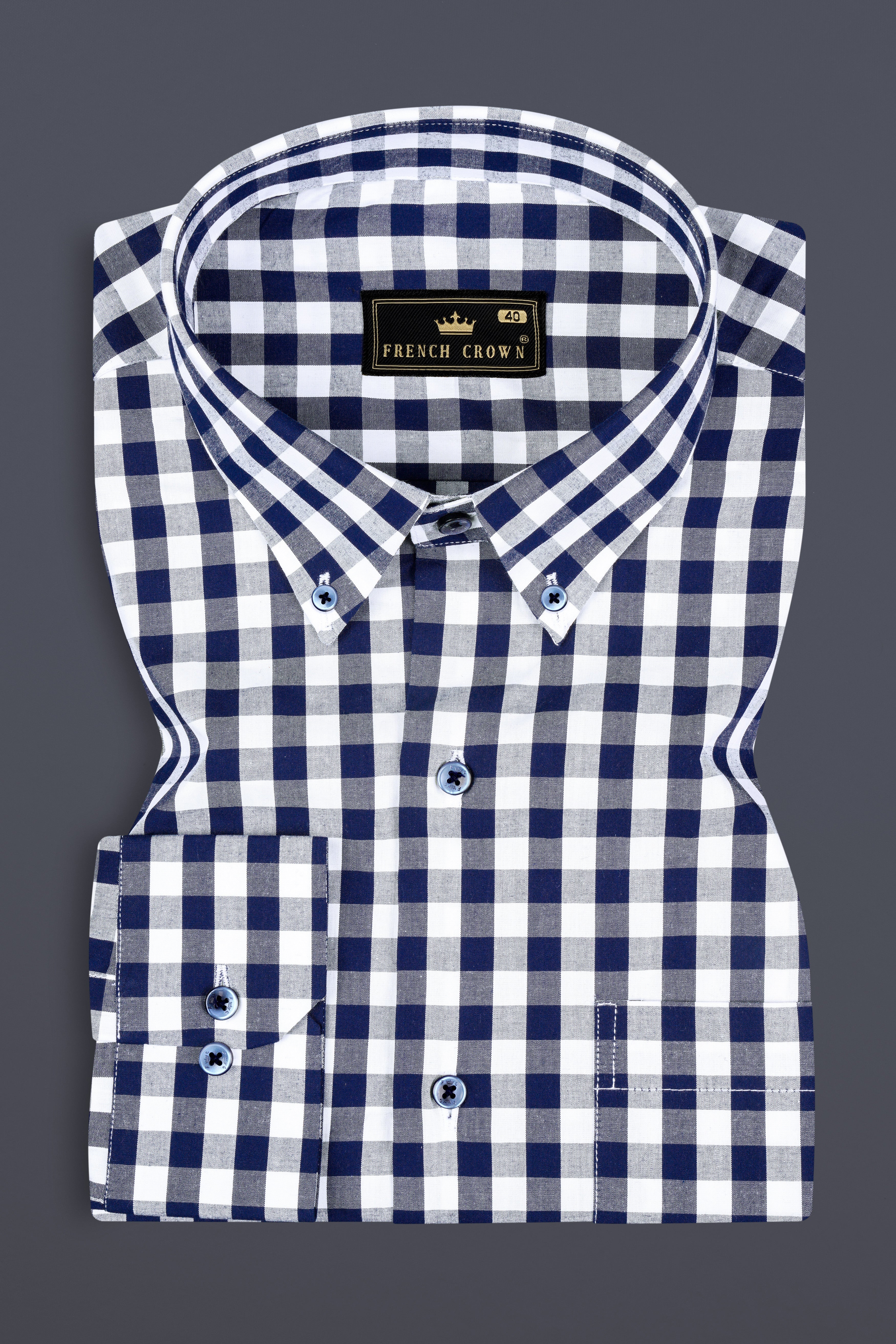 Tangaroa Blue And Bright White Checked Premium Giza Cotton Shirt