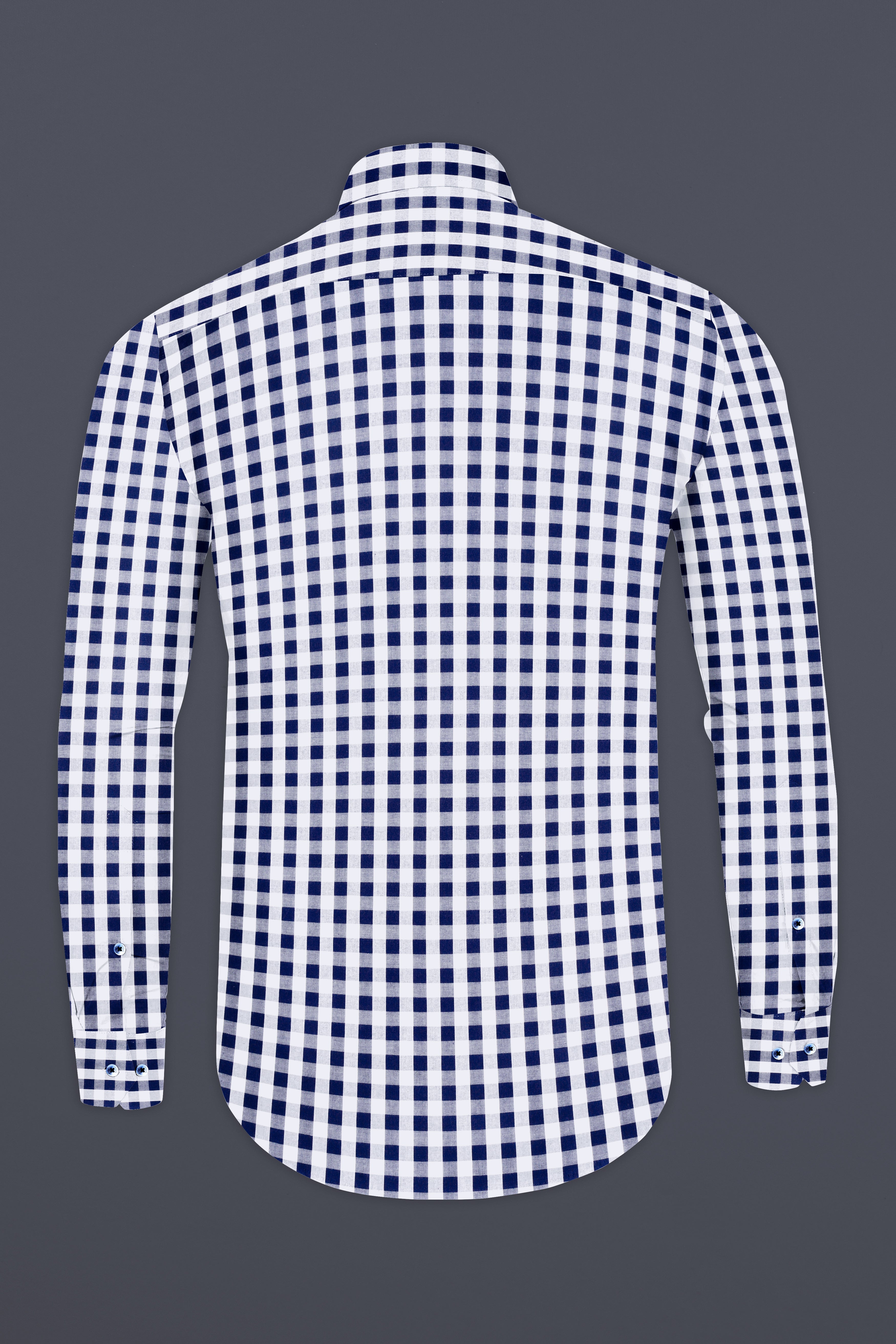 Tangaroa Blue And Bright White Checked Premium Giza Cotton Shirt