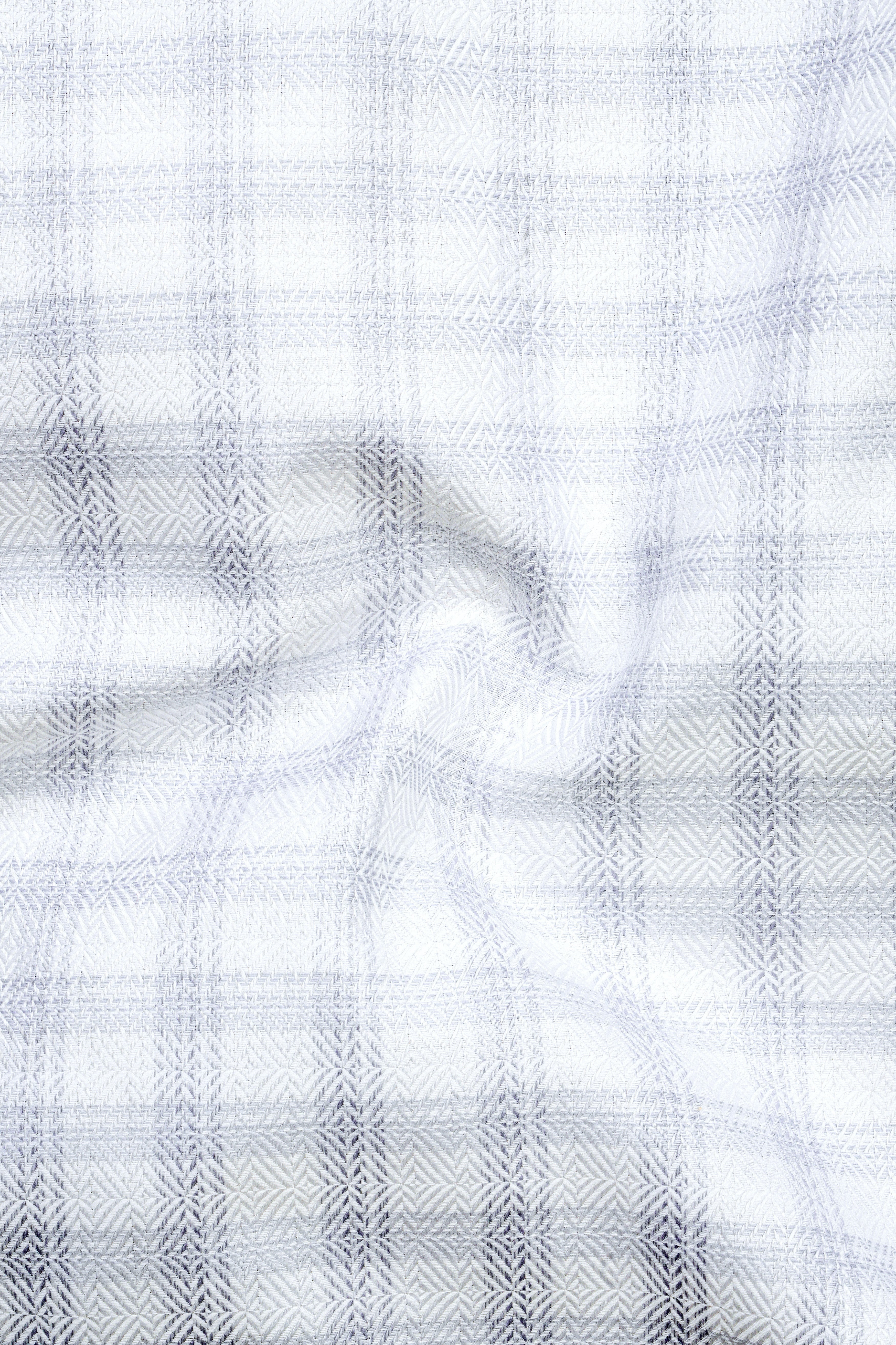 Hawkes Blue And Bright White checked Jacquard Textured Premium Cotton Shirt