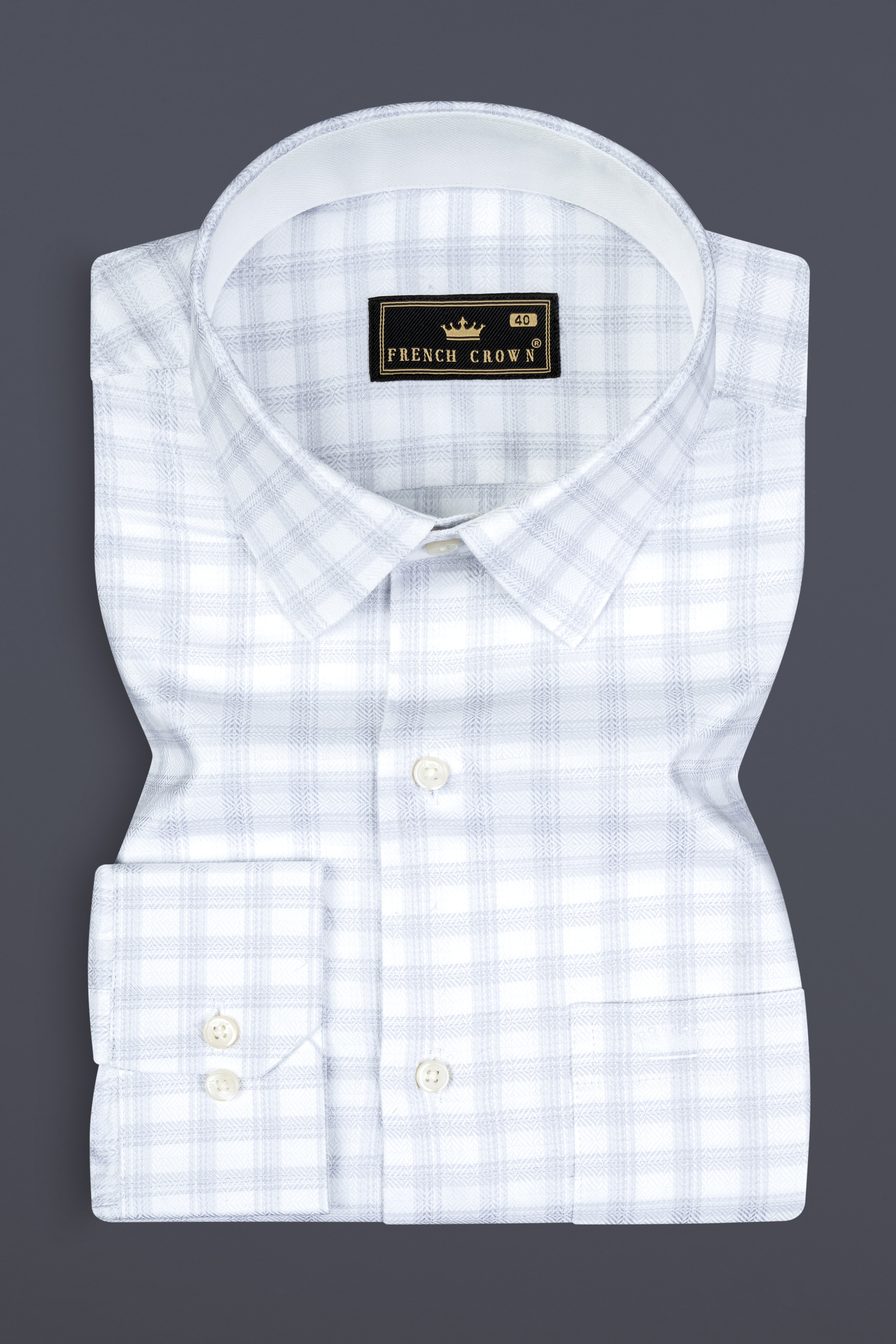 Hawkes Blue And Bright White checked Jacquard Textured Premium Cotton Shirt