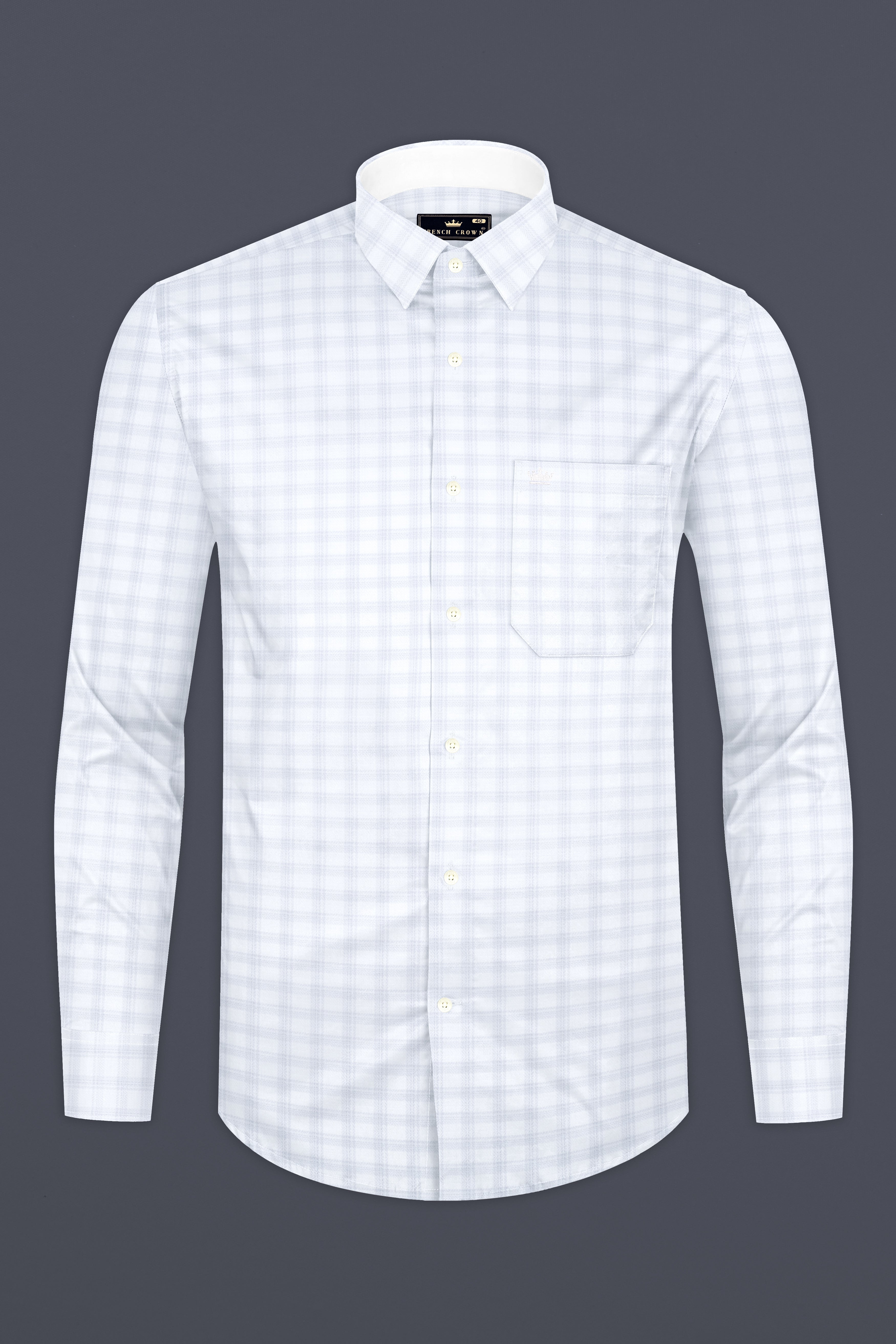 Hawkes Blue And Bright White checked Jacquard Textured Premium Cotton Shirt