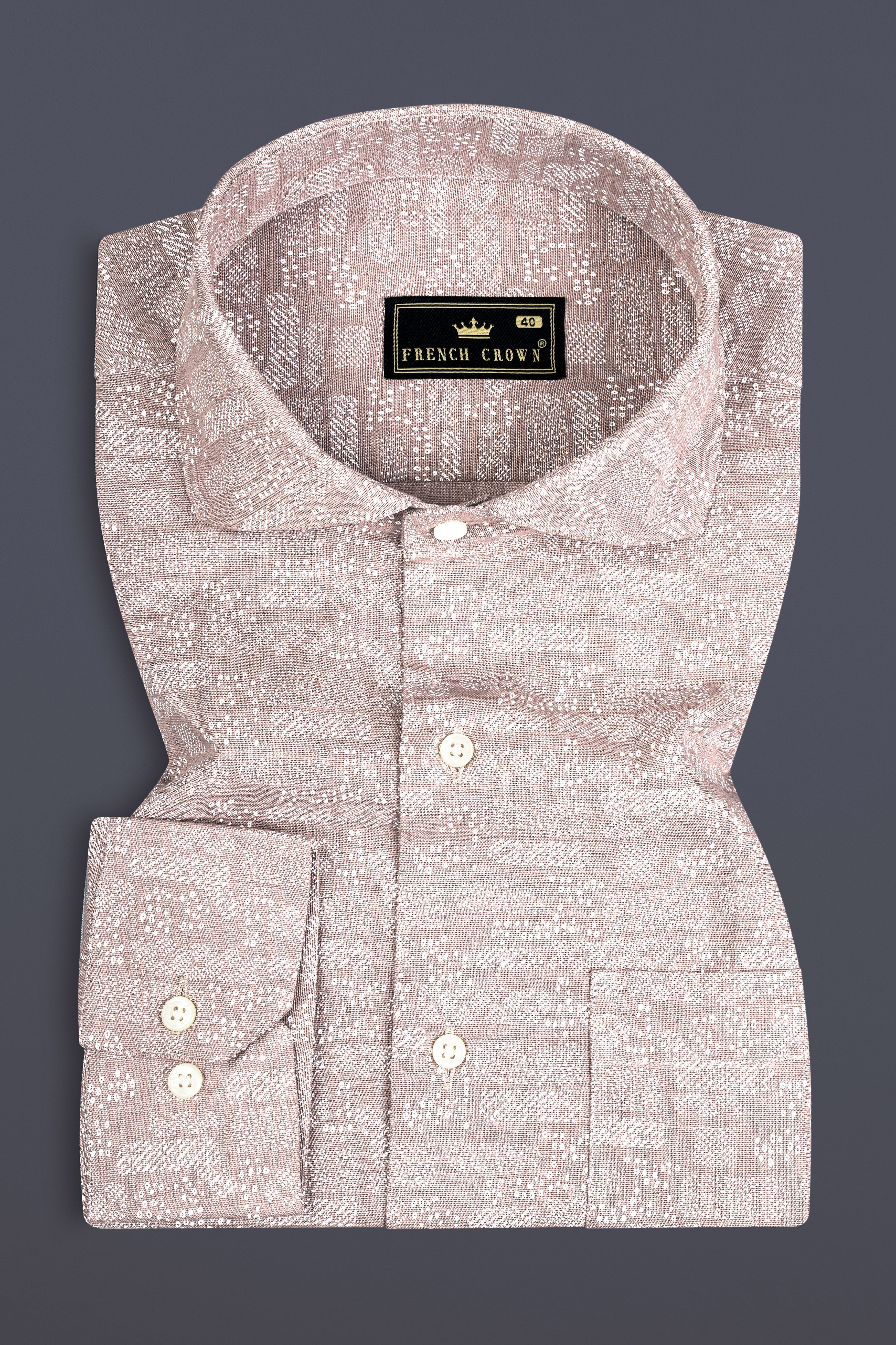 Wafer Hazelnut Printed Luxuries Linen Shirt