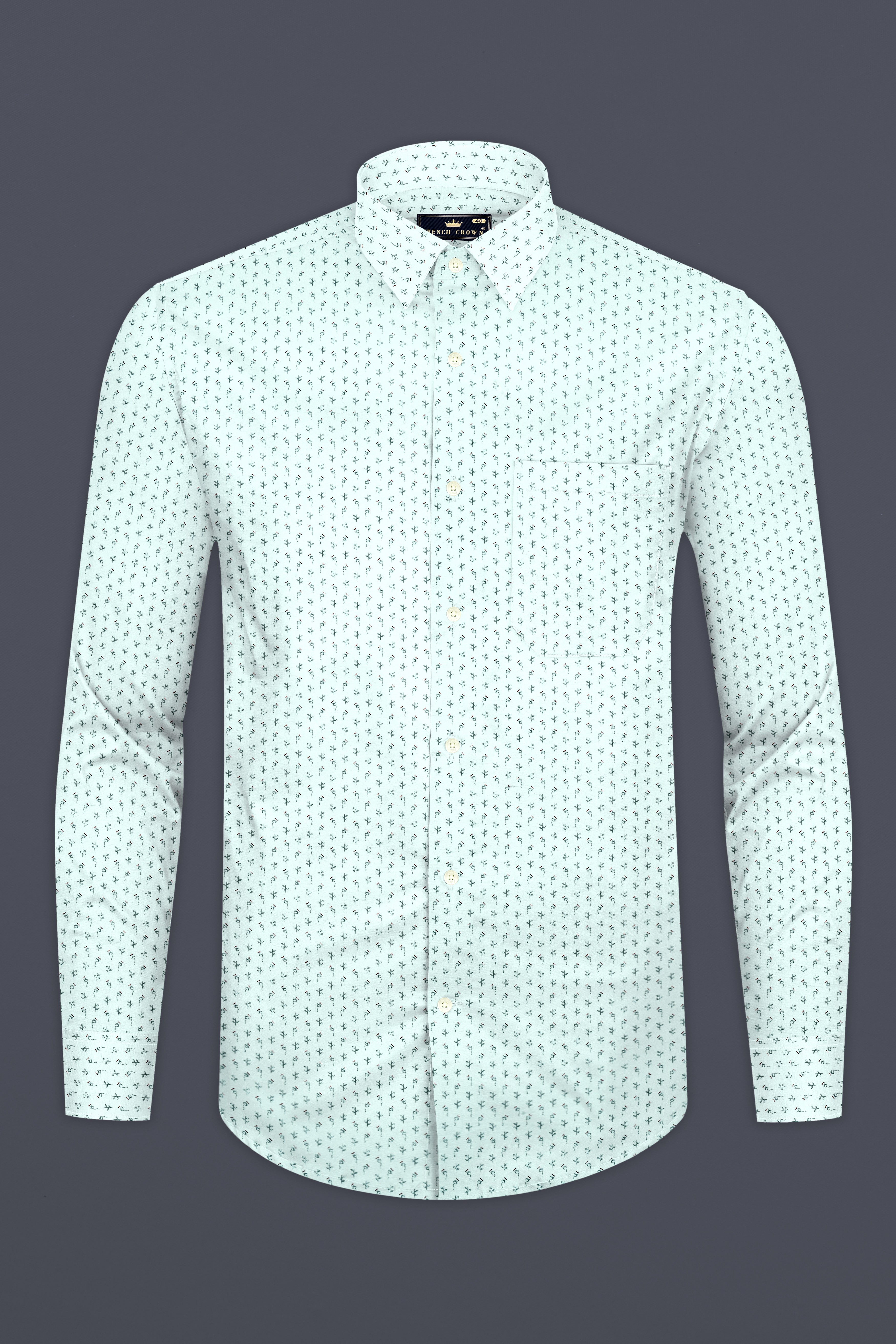 Frosted Mint Blue Printed Premium Giza Cotton Shirt