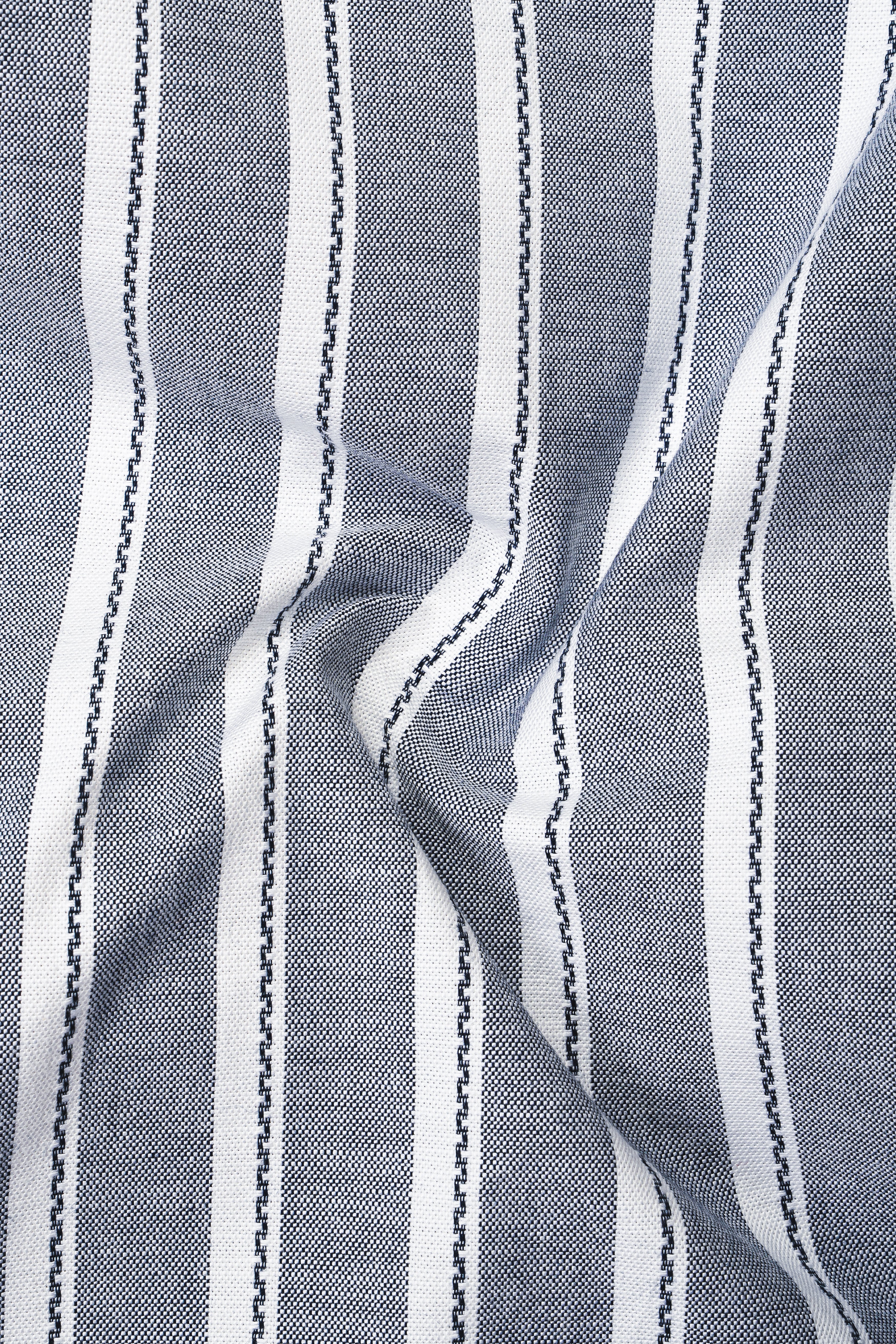 Mobster Gray And Bright White Striped heavy weight Royal Oxford Premium Cotton Shirt