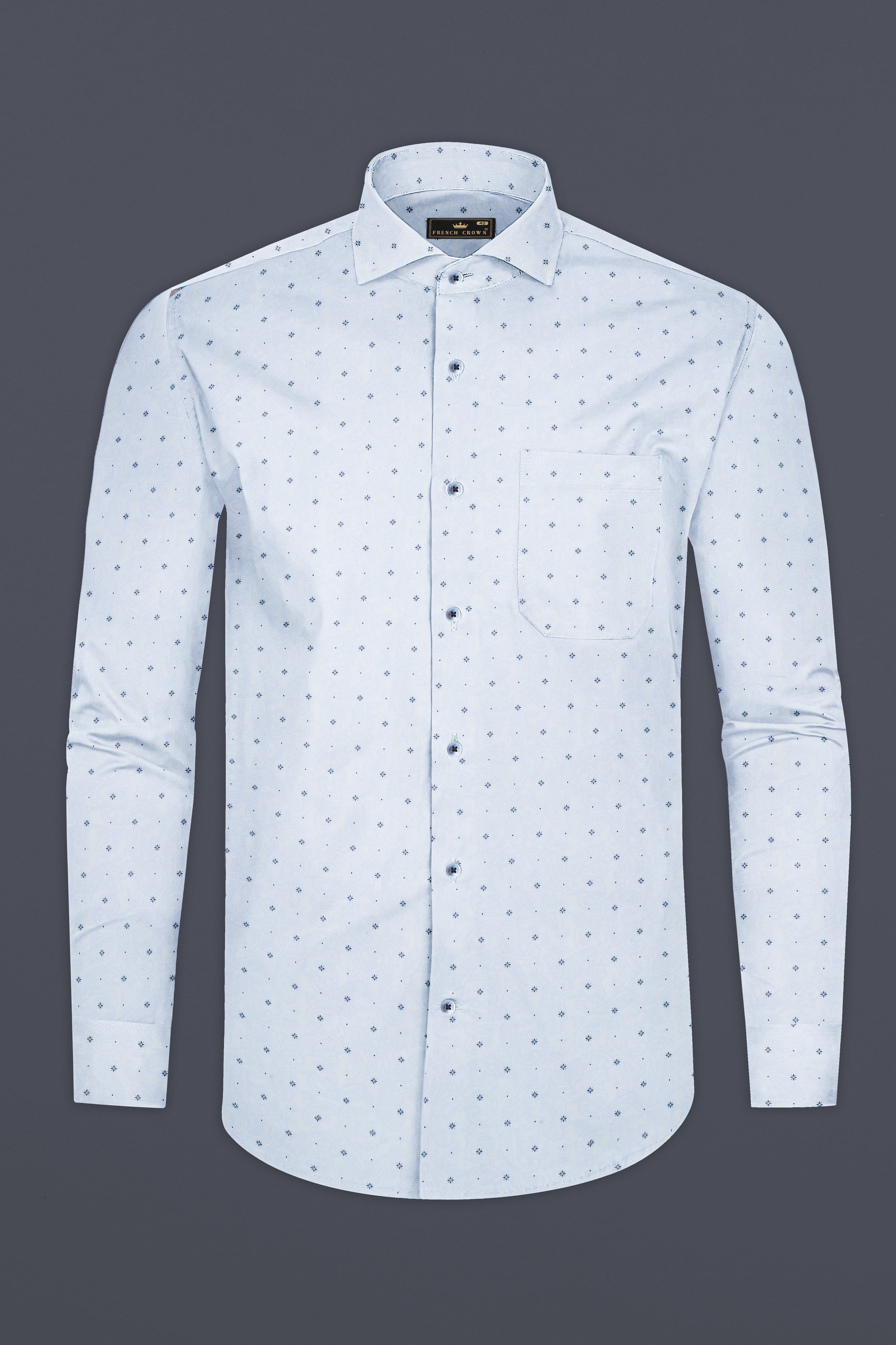 Porcelain Blue Printed Subtle Sheen Super Soft Premium Cotton Shirt