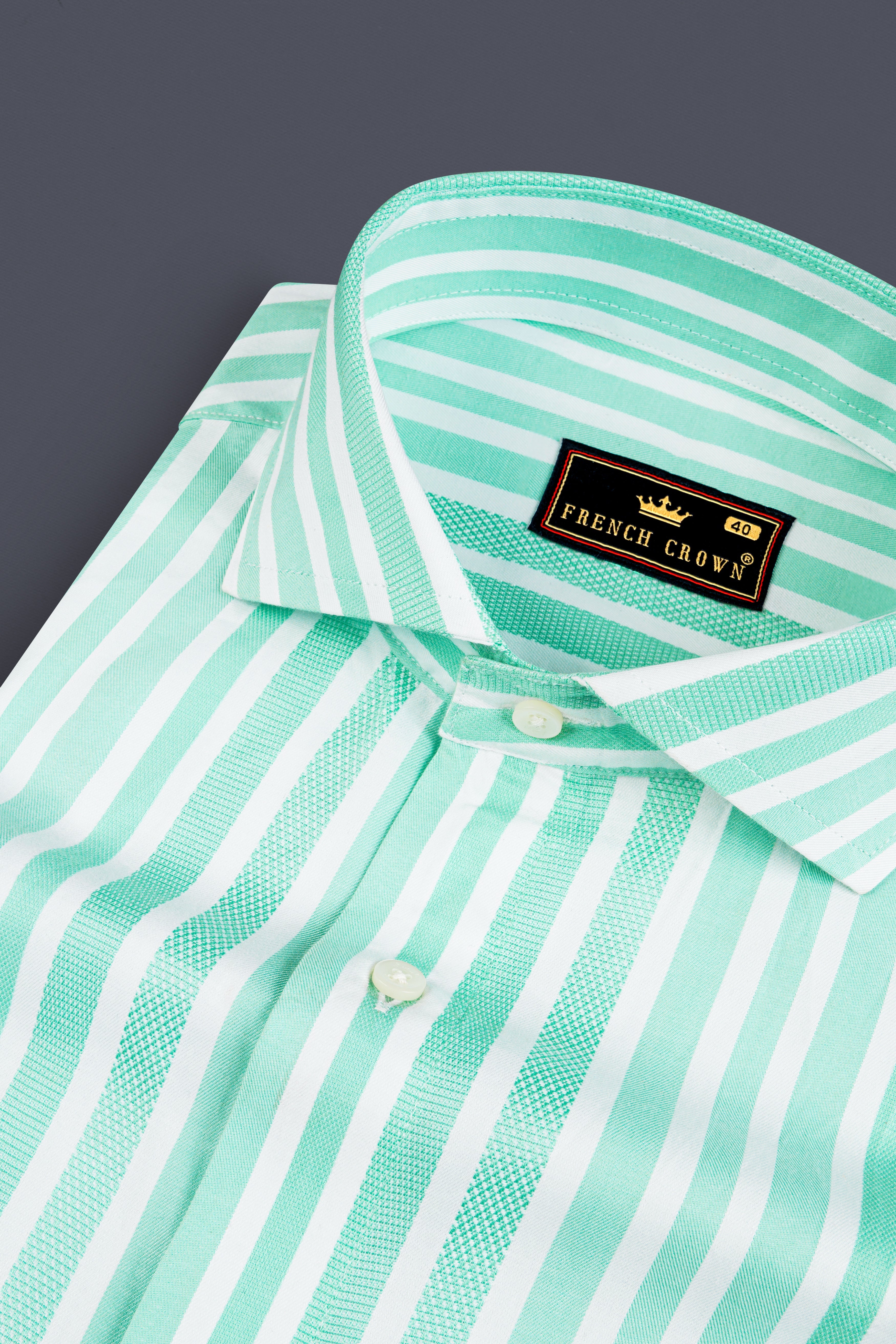 Fringy Green And Bright White Striped Dobby Textured Premium Giza Cotton Shirt 13036-CA-38, 13036-CA-H-38, 13036-CA-39, 13036-CA-H-39, 13036-CA-40, 13036-CA-H-40, 13036-CA-42, 13036-CA-H-42, 13036-CA-44, 13036-CA-H-44, 13036-CA-46, 13036-CA-H-46, 13036-CA-48, 13036-CA-H-48, 13036-CA-50, 13036-CA-H-50, 13036-CA-52, 13036-CA-H-52