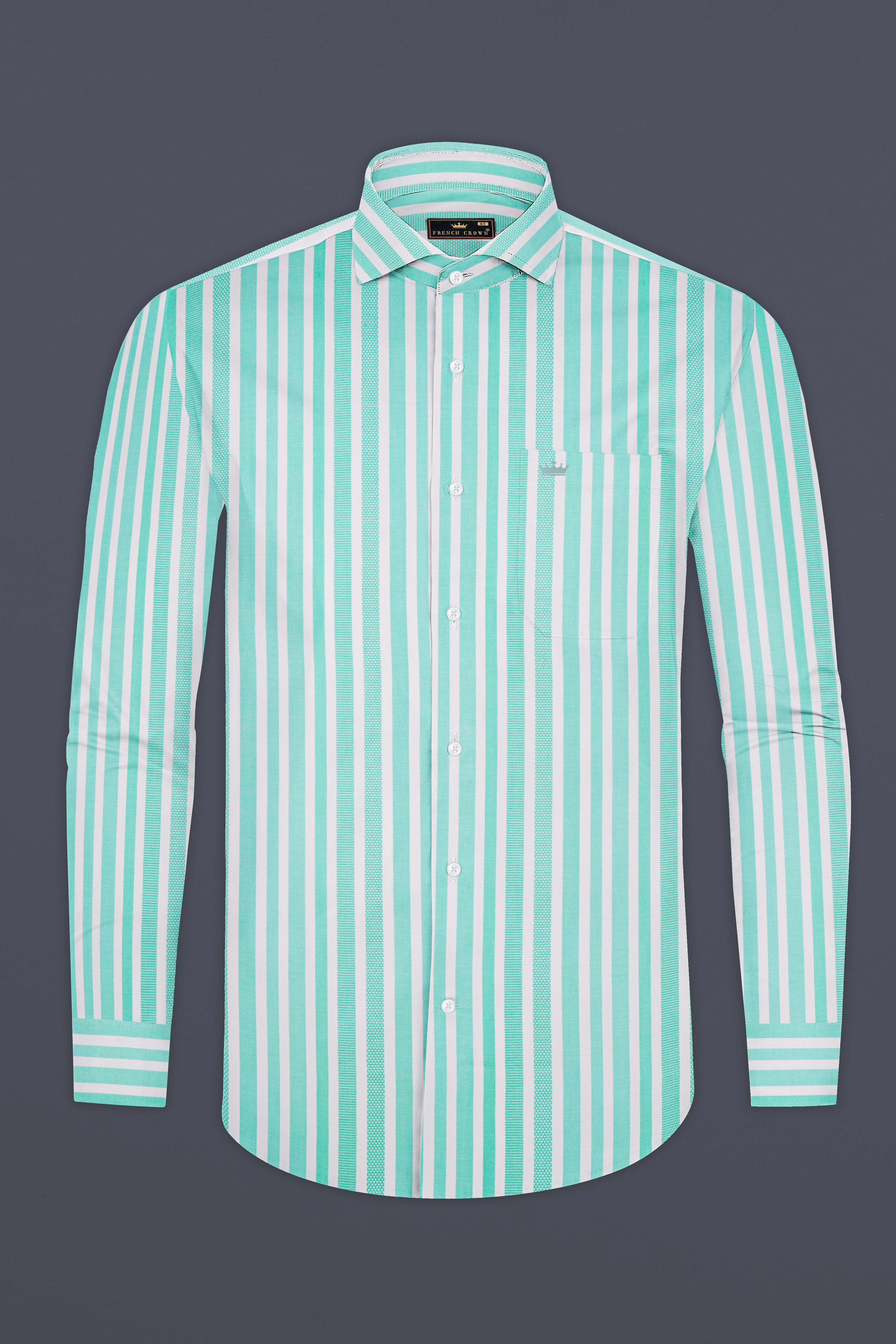 Fringy Green And Bright White Striped Dobby Textured Premium Giza Cotton Shirt 13036-CA-38, 13036-CA-H-38, 13036-CA-39, 13036-CA-H-39, 13036-CA-40, 13036-CA-H-40, 13036-CA-42, 13036-CA-H-42, 13036-CA-44, 13036-CA-H-44, 13036-CA-46, 13036-CA-H-46, 13036-CA-48, 13036-CA-H-48, 13036-CA-50, 13036-CA-H-50, 13036-CA-52, 13036-CA-H-52