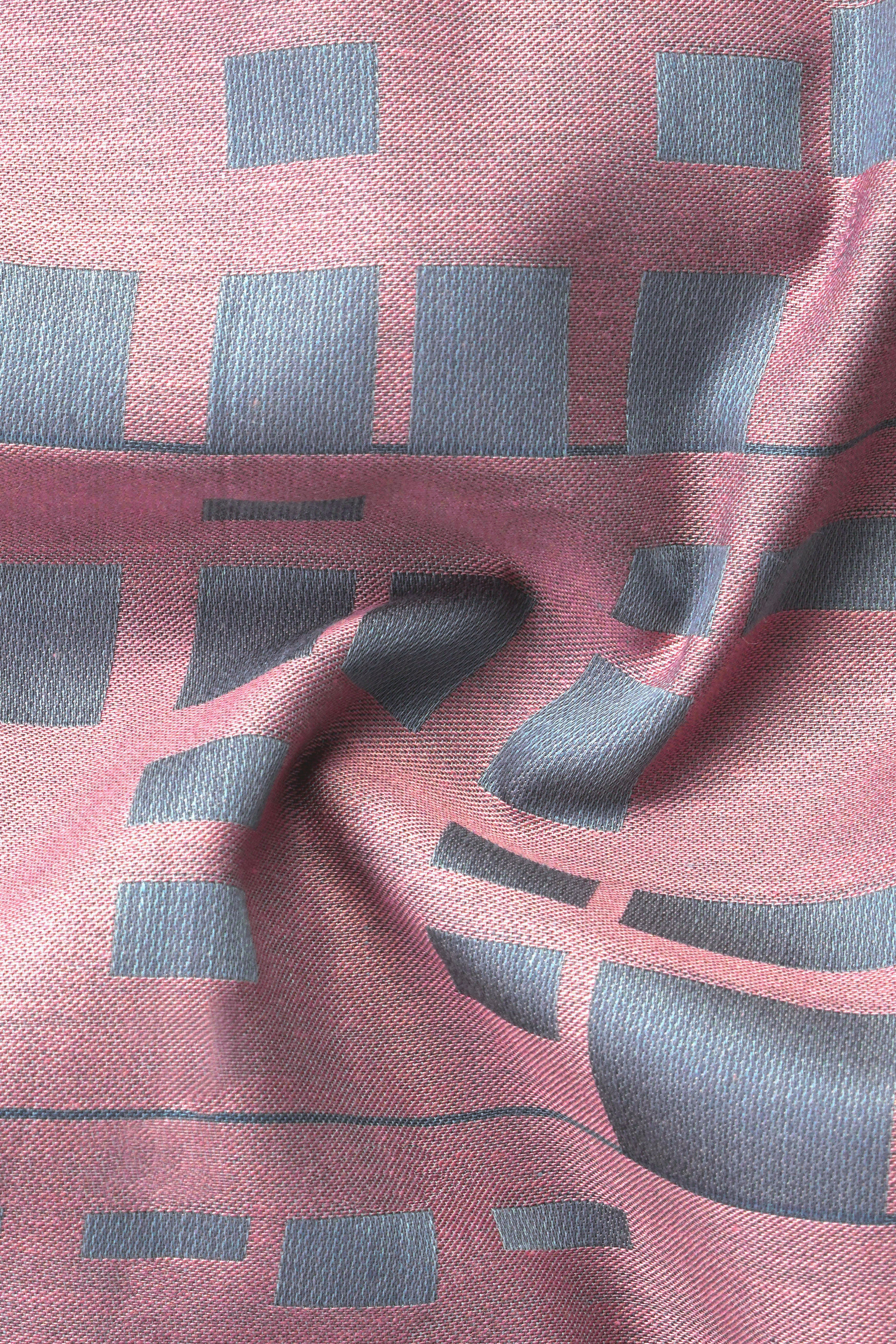 Careys Pink And Santa Gray Jacquard Textured Premium Cotton Shirt