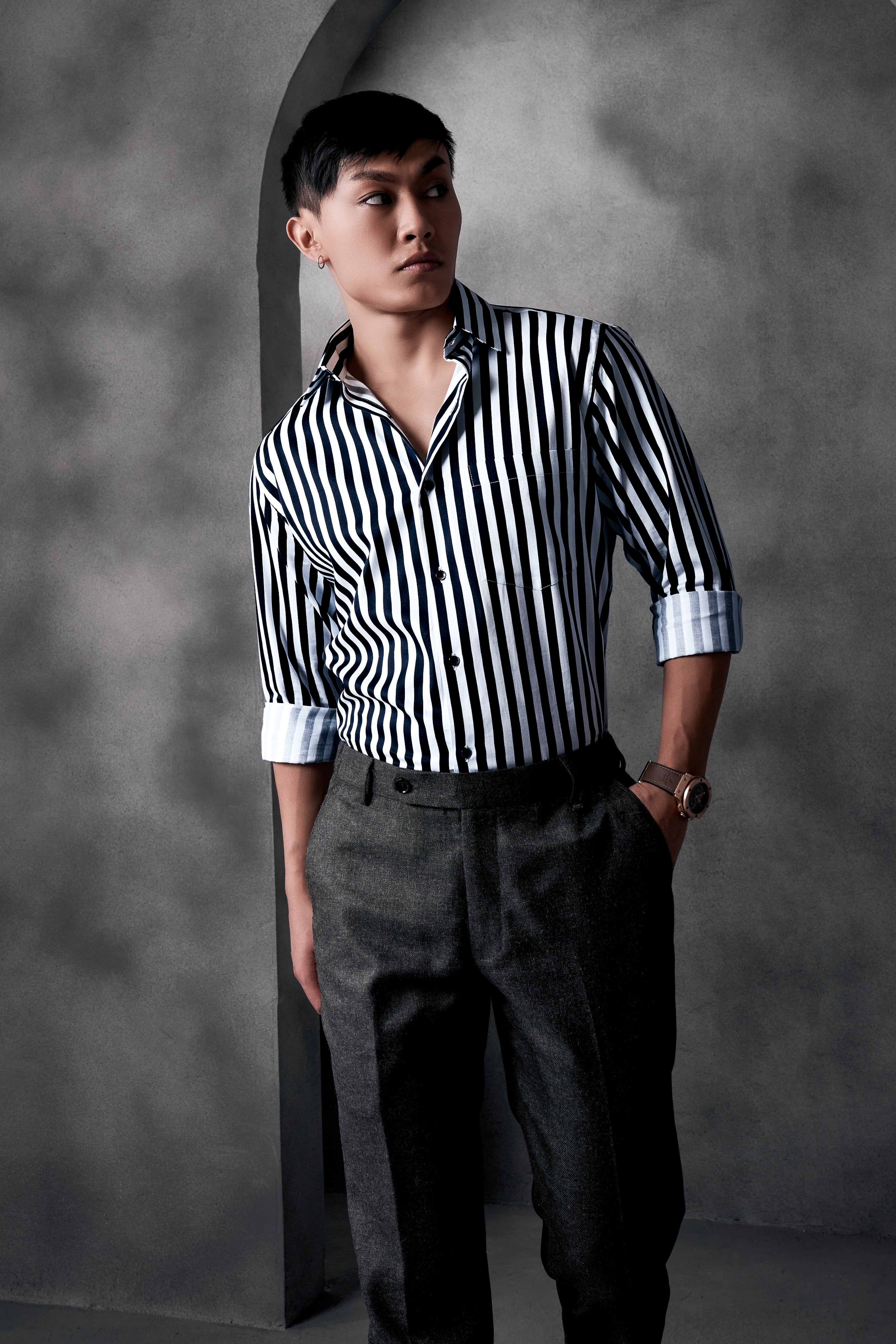 Korean Black And Bright White Stripes Printed Subtle Sheen Super Soft Premium Cotton Shirt 13044-BLK-38, 13044-BLK-H-38, 13044-BLK-39, 13044-BLK-H-39, 13044-BLK-40, 13044-BLK-H-40, 13044-BLK-42, 13044-BLK-H-42, 13044-BLK-44, 13044-BLK-H-44, 13044-BLK-46, 13044-BLK-H-46, 13044-BLK-48, 13044-BLK-H-48, 13044-BLK-50, 13044-BLK-H-50, 13044-BLK-52, 13044-BLK-H-52