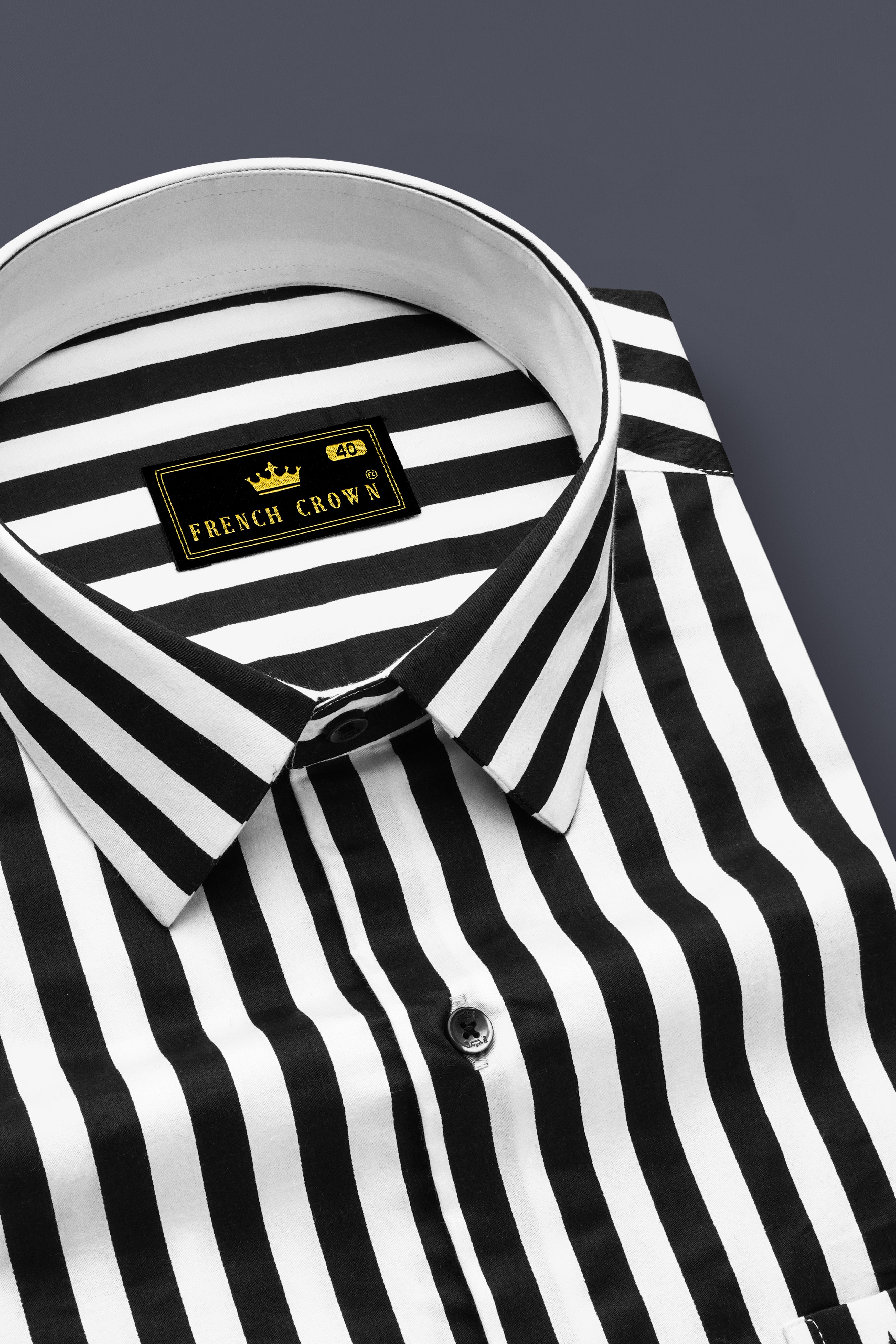 Korean Black And Bright White Stripes Subtle Sheen Super Soft Premium Cotton Shirt