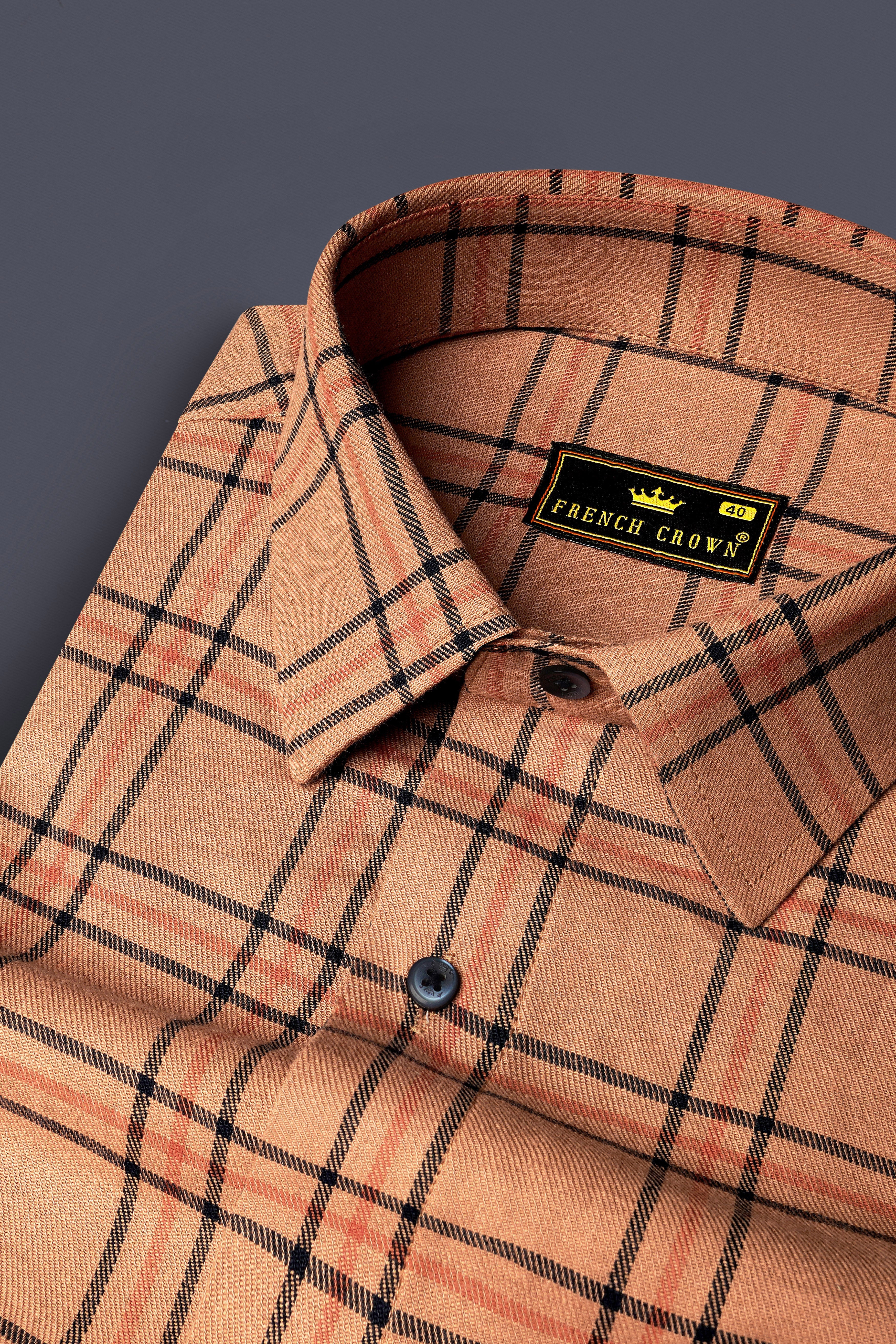 Harvest Orange Plaid Twill Premium Cotton Shirt