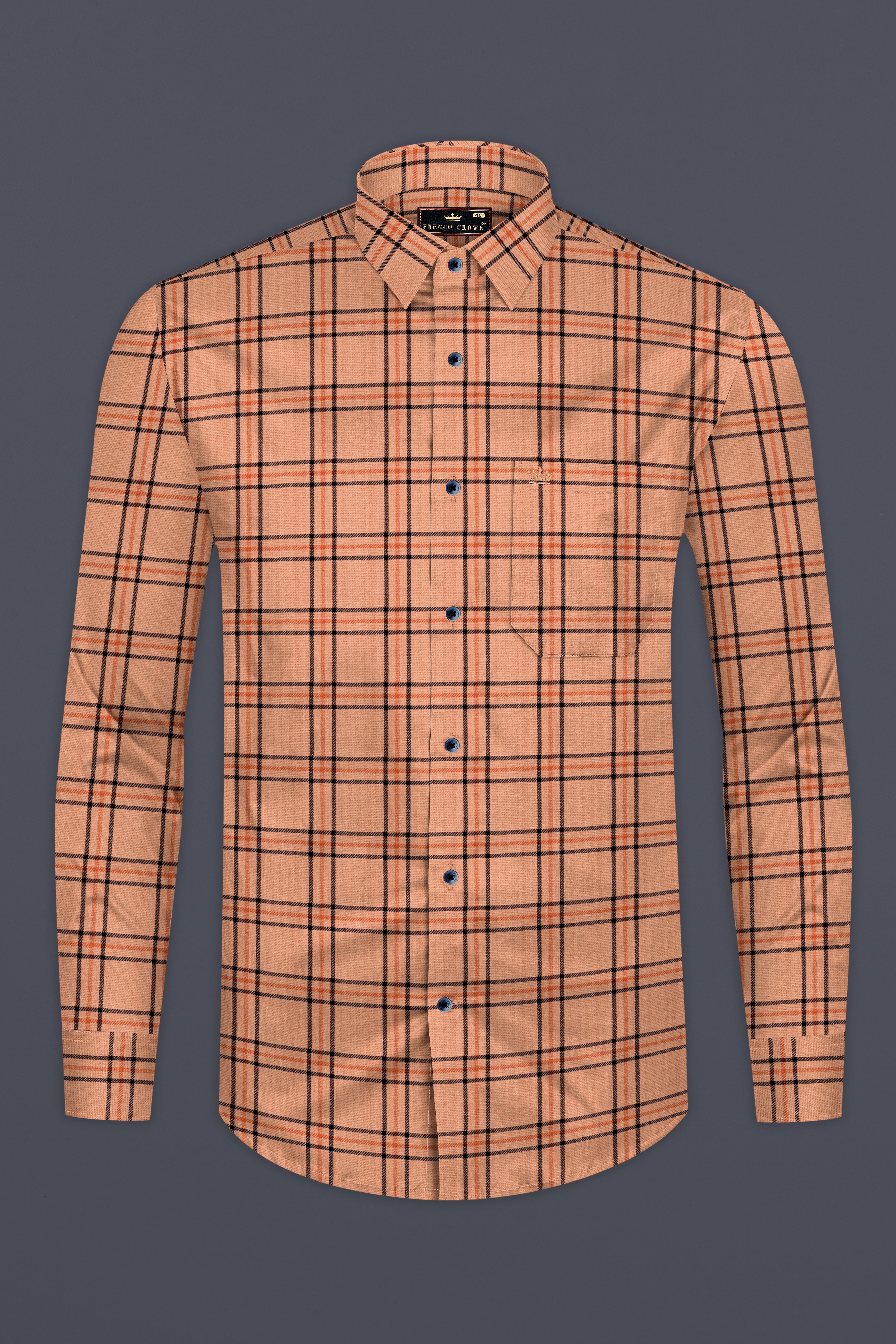 Harvest Orange Plaid Twill Premium Cotton Shirt