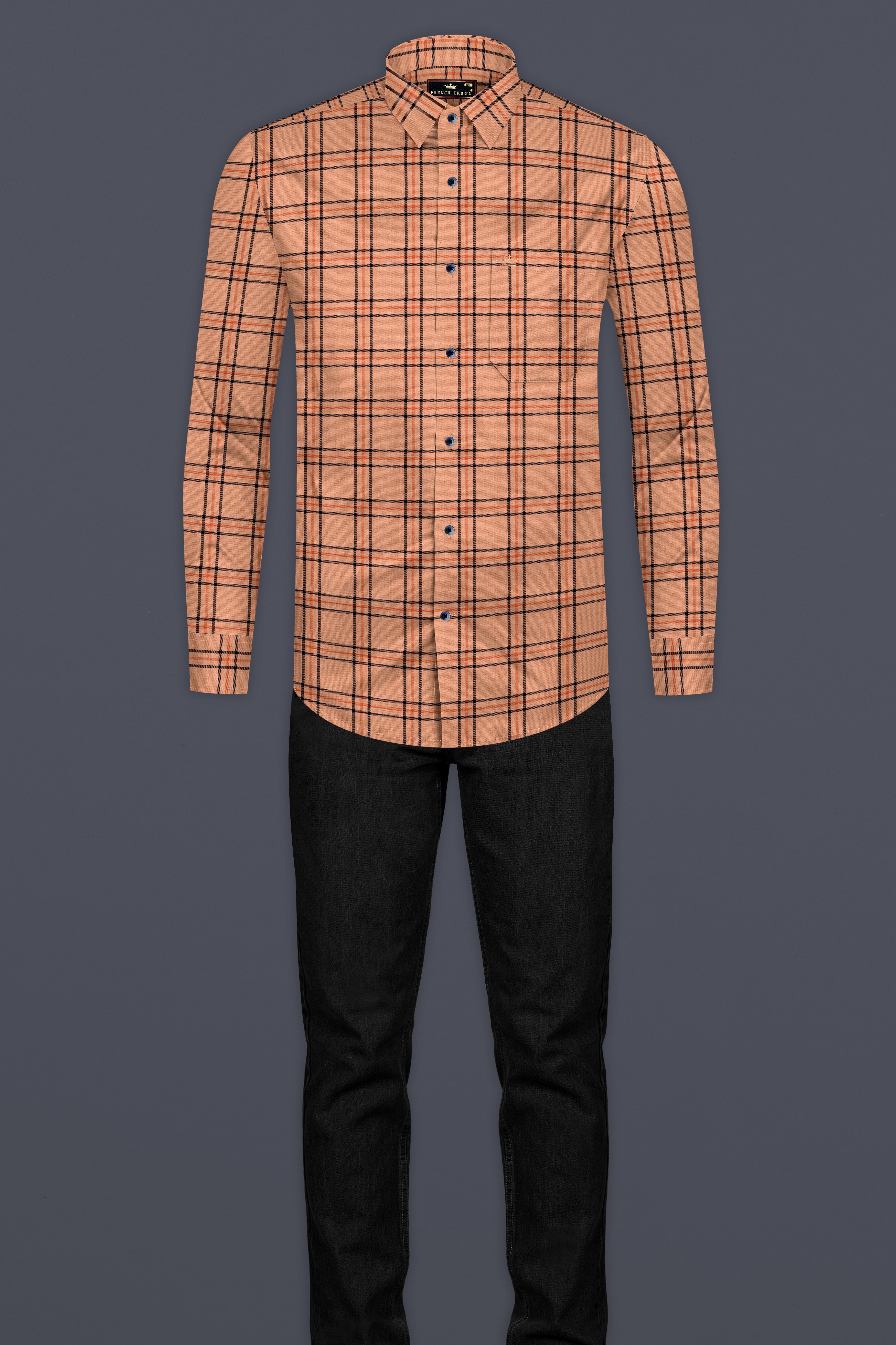 Harvest Orange Plaid Twill Premium Cotton Shirt