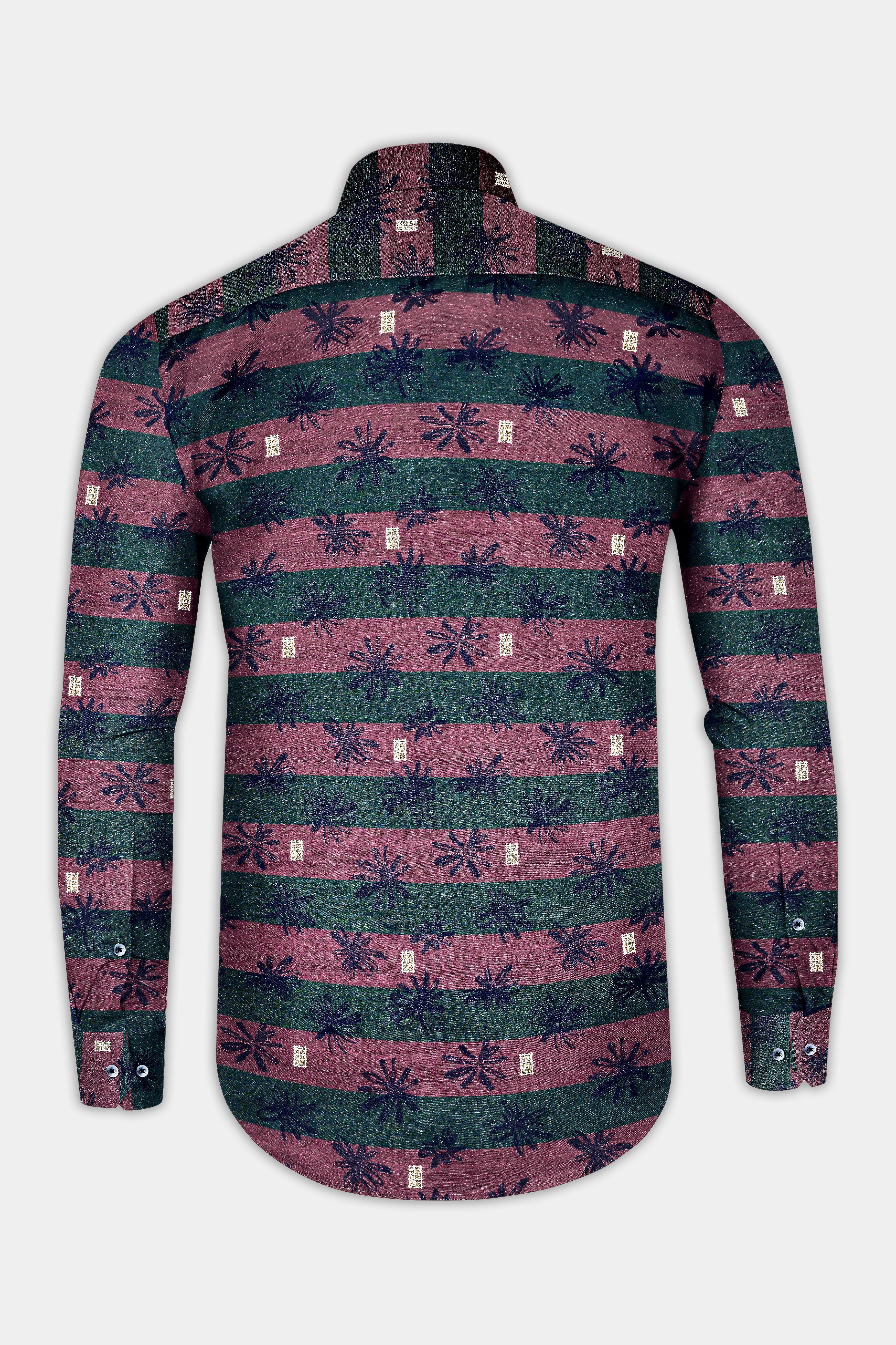 Turkish Maroon And Jade Black Jacquard Textured Premium Giza Cotton Shirt