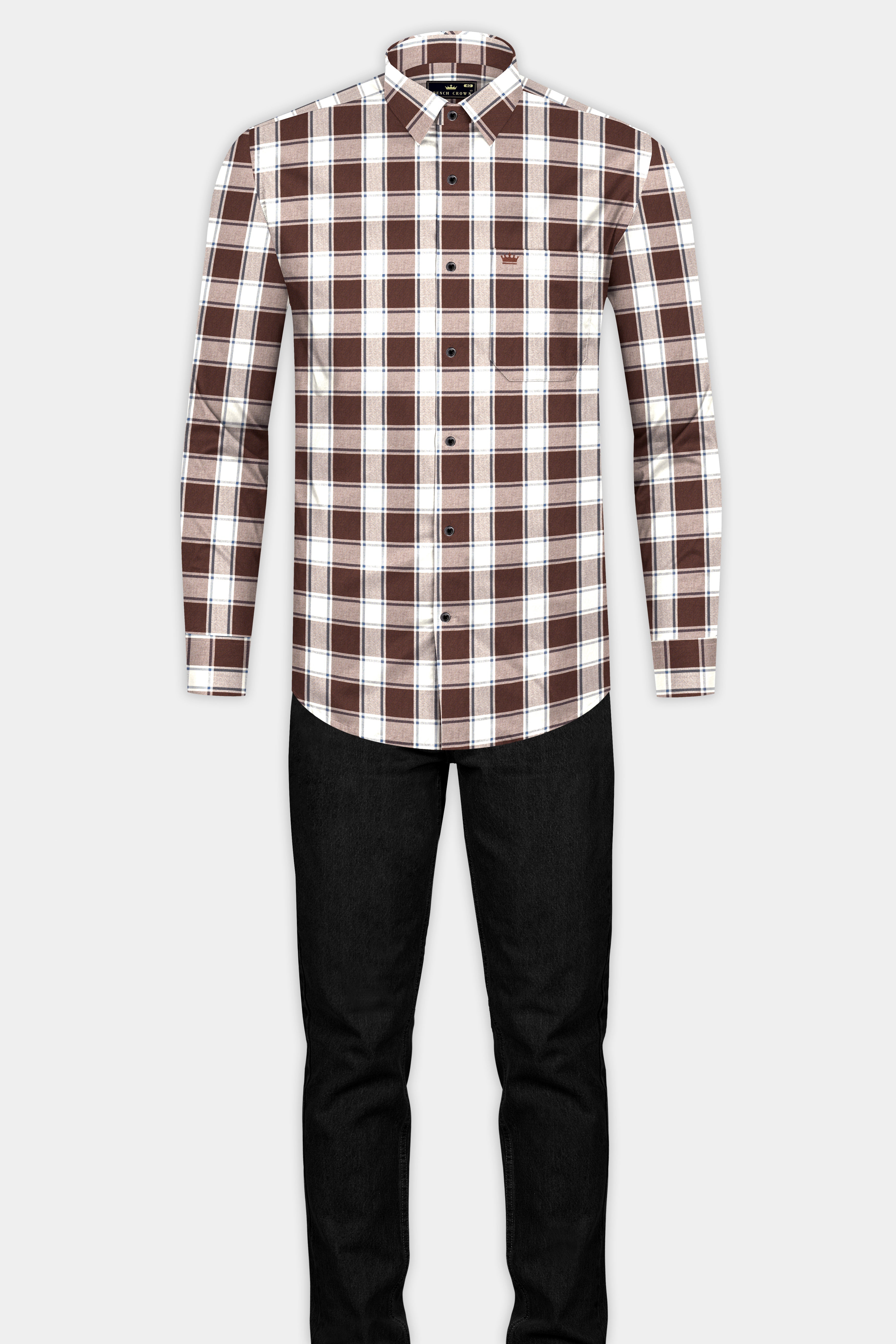 Café Noir And Bright White Plaid Giza Cotton Shirt 13048-BLK-38, 13048-BLK-H-38, 13048-BLK-39, 13048-BLK-H-39, 13048-BLK-40, 13048-BLK-H-40, 13048-BLK-42, 13048-BLK-H-42, 13048-BLK-44, 13048-BLK-H-44, 13048-BLK-46, 13048-BLK-H-46, 13048-BLK-48, 13048-BLK-H-48, 13048-BLK-50, 13048-BLK-H-50, 13048-BLK-52, 13048-BLK-H-52