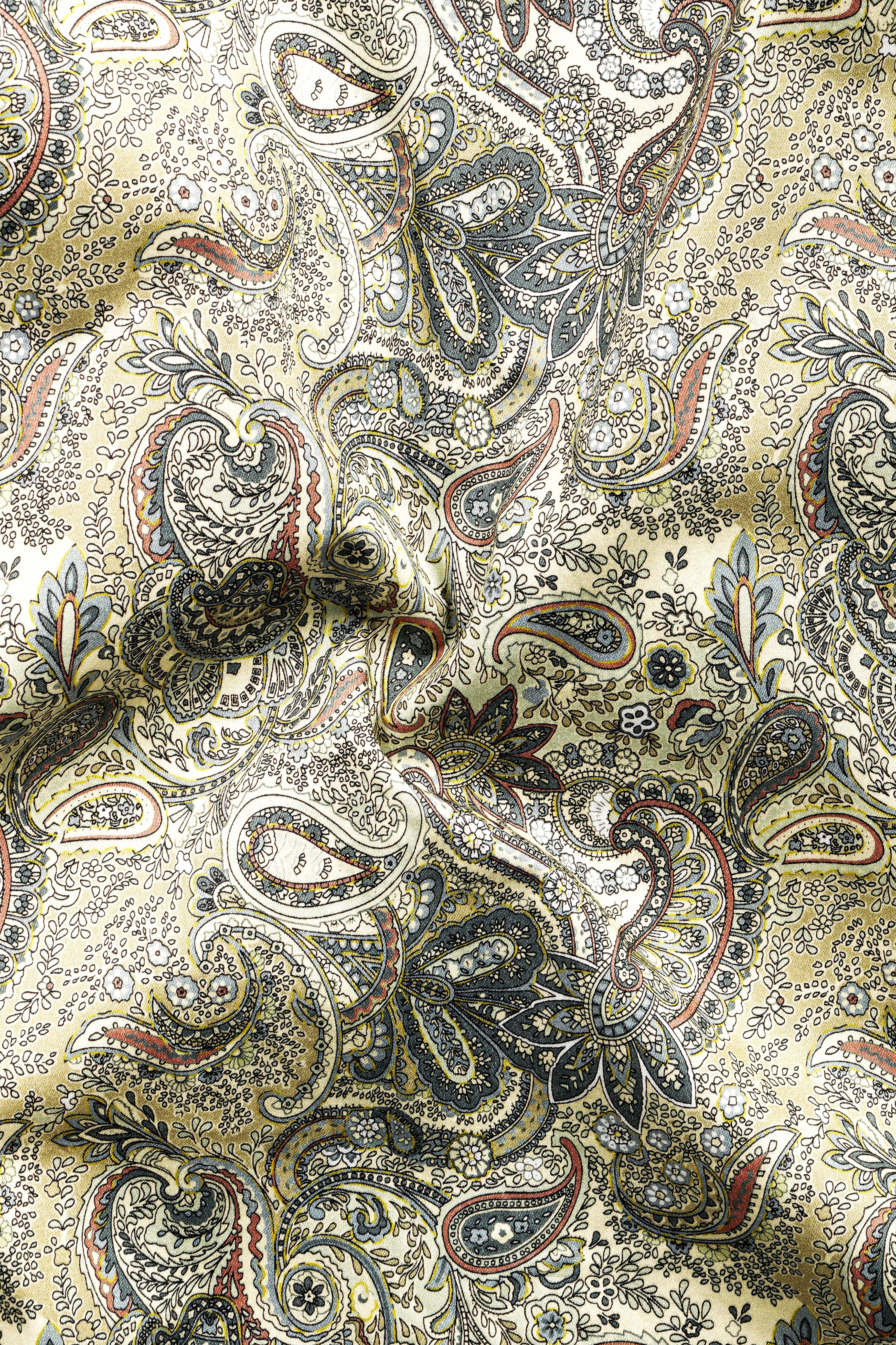 Mania Yellow And Raven Blue Multicolour Paisley Printed Subtle Sheen Super Soft Premium Cotton Shirt