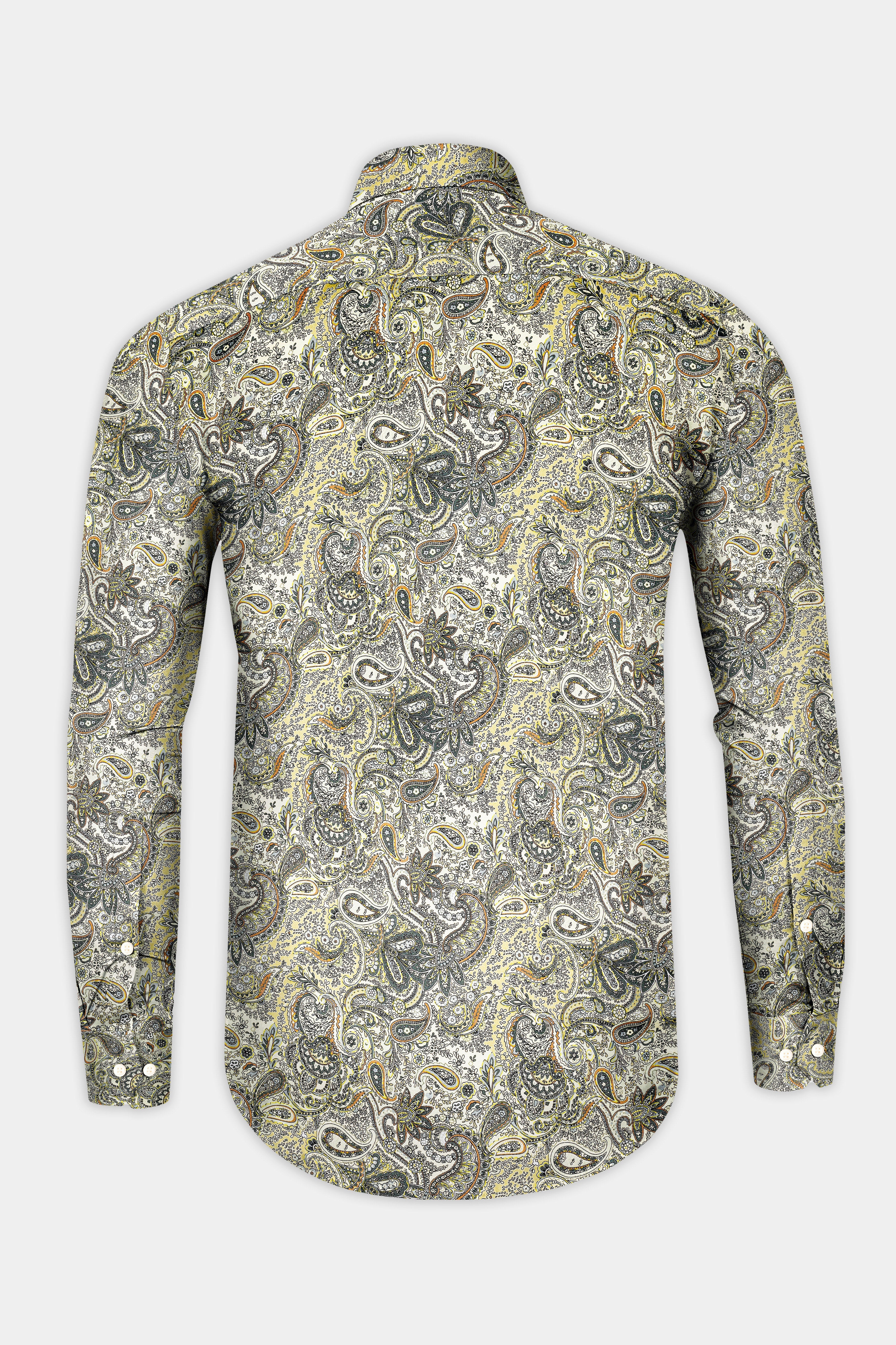 Mania Yellow And Raven Blue Multicolour Paisley Printed Subtle Sheen Super Soft Premium Cotton Shirt