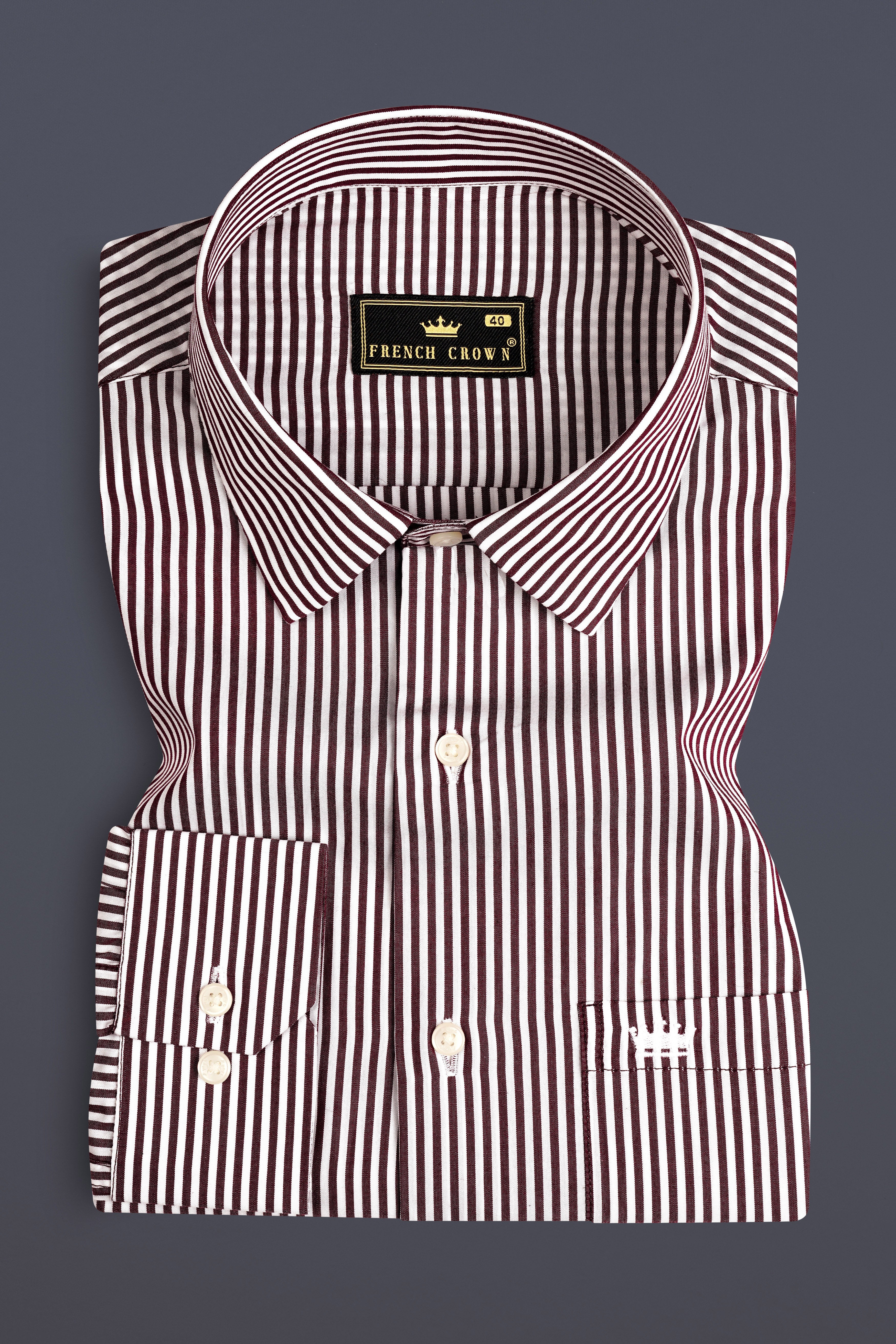 Tamarind Maroon And Bright White Stripes Super Soft Premium Giza Cotton Shirt 13057-38, 13057-H-38, 13057-39, 13057-H-39, 13057-40, 13057-H-40, 13057-42, 13057-H-42, 13057-44, 13057-H-44, 13057-46, 13057-H-46, 13057-48, 13057-H-48, 13057-50, 13057-H-50, 13057-52, 13057-H-52