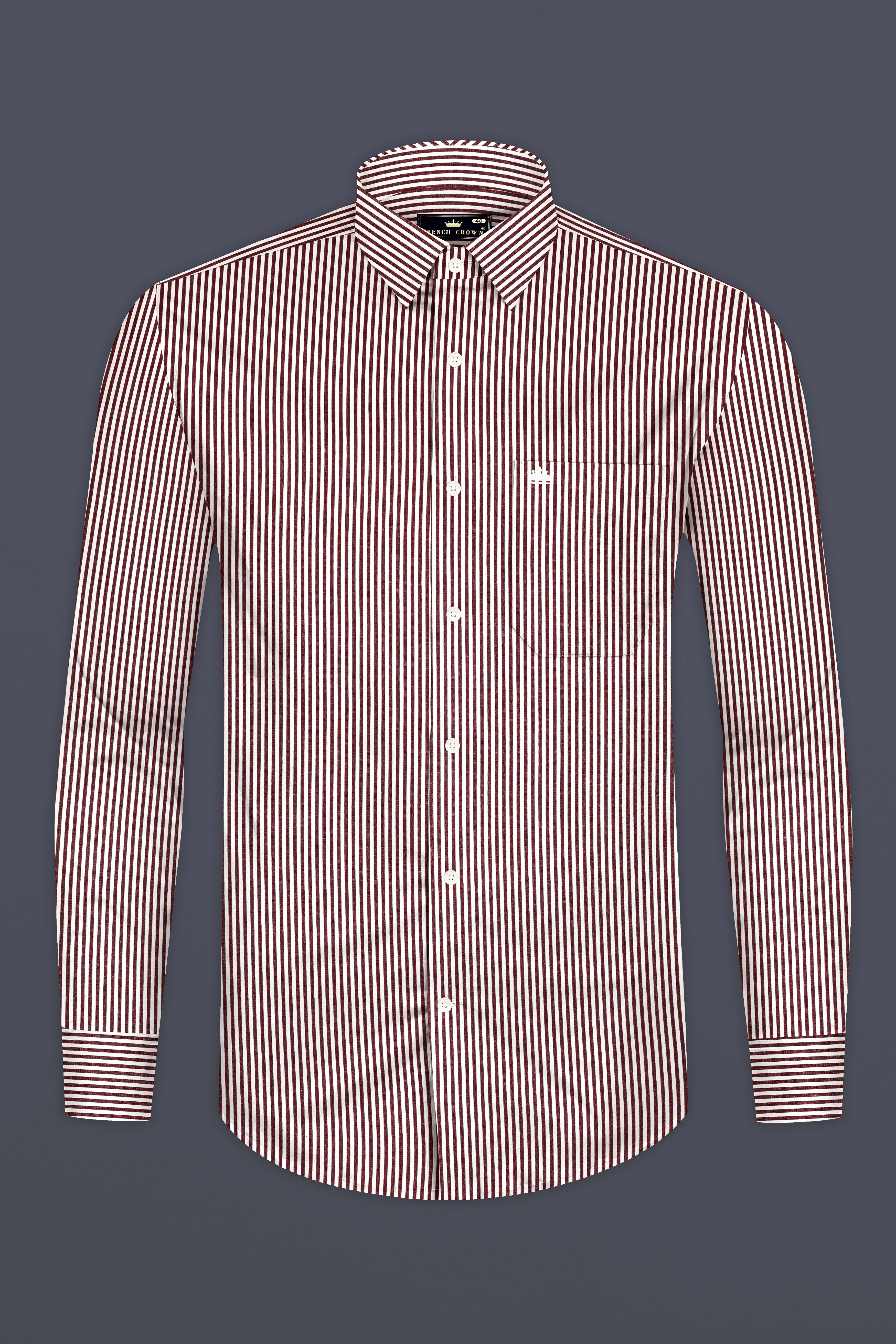 Tamarind Maroon And Bright White Stripes Super Soft Premium Giza Cotton Shirt 13057-38, 13057-H-38, 13057-39, 13057-H-39, 13057-40, 13057-H-40, 13057-42, 13057-H-42, 13057-44, 13057-H-44, 13057-46, 13057-H-46, 13057-48, 13057-H-48, 13057-50, 13057-H-50, 13057-52, 13057-H-52