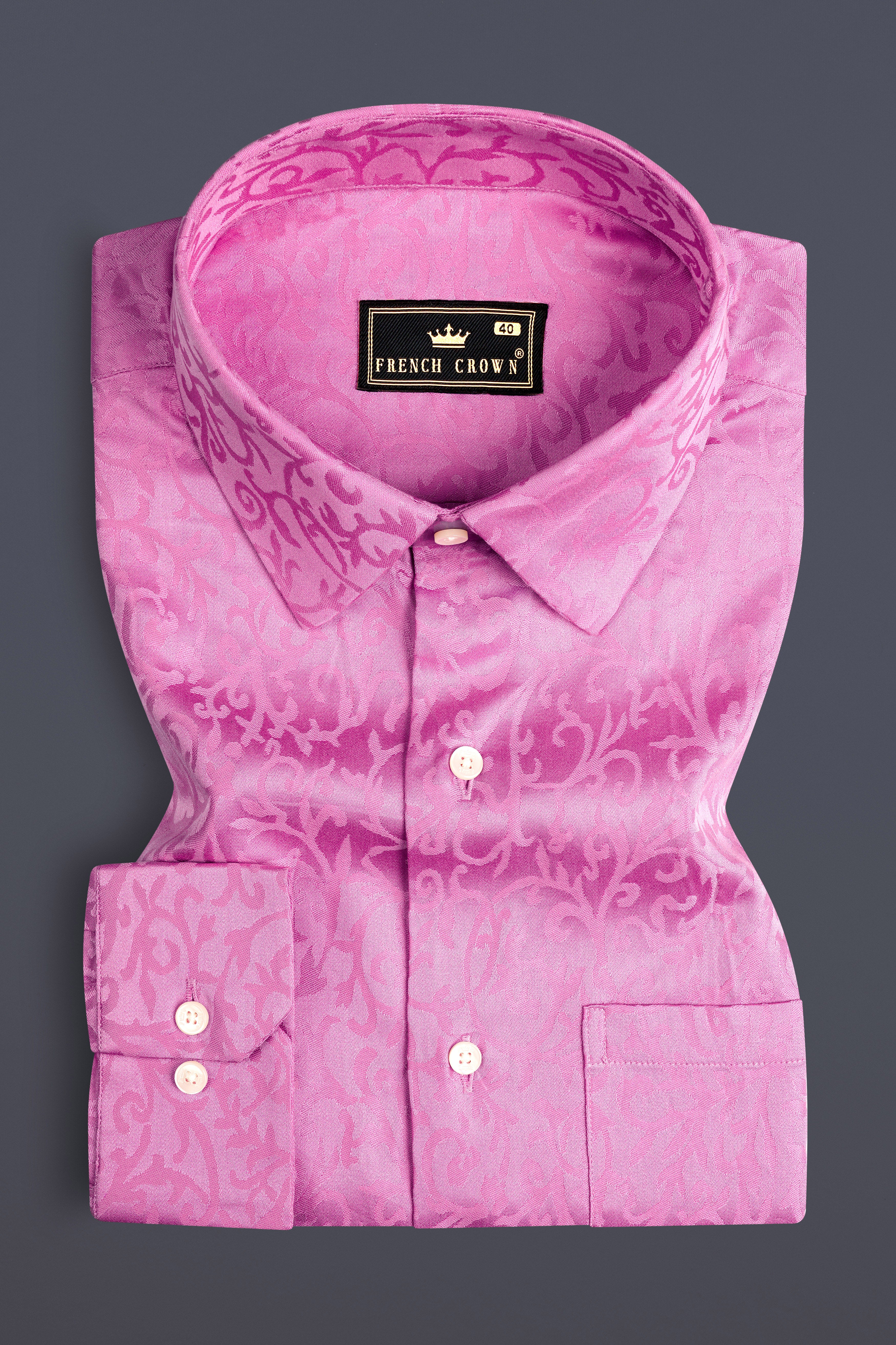 Thulian Pink Jacquard Textured Premium Cotton Shirt 13058-38, 13058-H-38, 13058-39, 13058-H-39, 13058-40, 13058-H-40, 13058-42, 13058-H-42, 13058-44, 13058-H-44, 13058-46, 13058-H-46, 13058-48, 13058-H-48, 13058-50, 13058-H-50, 13058-52, 13058-H-52