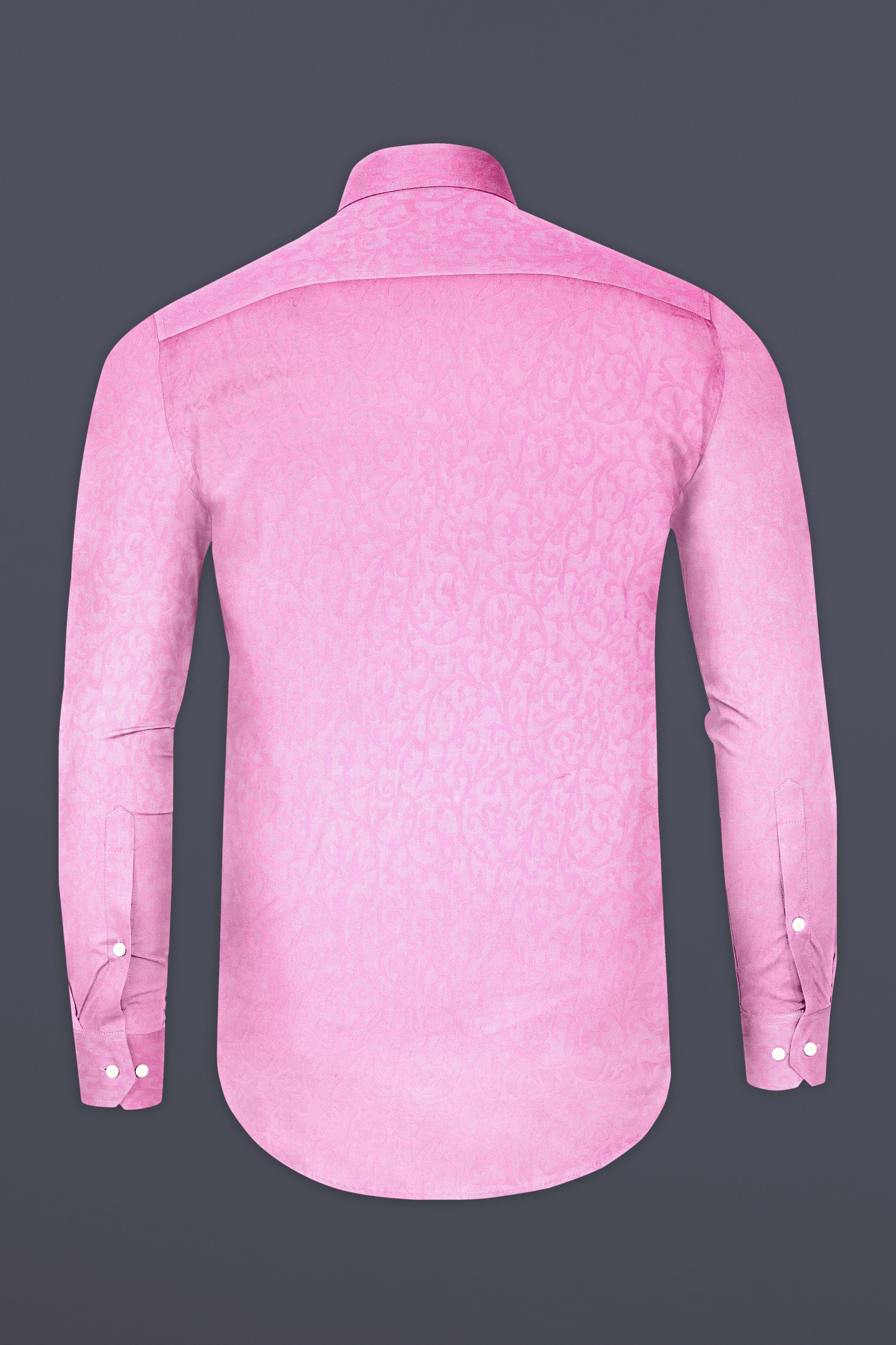 Thulian Pink Jacquard Textured Premium Cotton Shirt