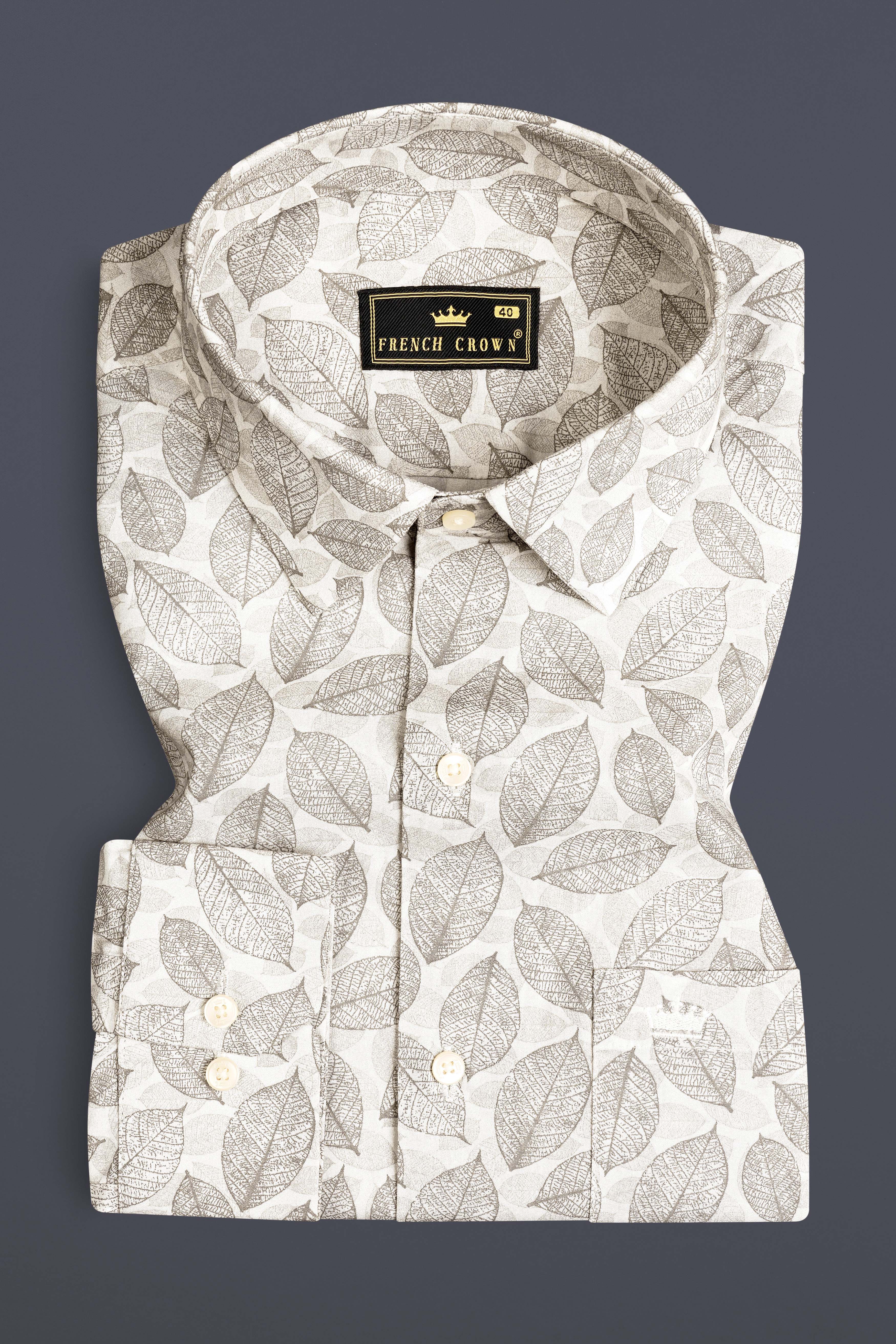 Martini Cream Leaf Printed Super Soft Premium Giza Cotton Shirt 13060-38, 13060-H-38, 13060-39, 13060-H-39, 13060-40, 13060-H-40, 13060-42, 13060-H-42, 13060-44, 13060-H-44, 13060-46, 13060-H-46, 13060-48, 13060-H-48, 13060-50, 13060-H-50, 13060-52, 13060-H-52