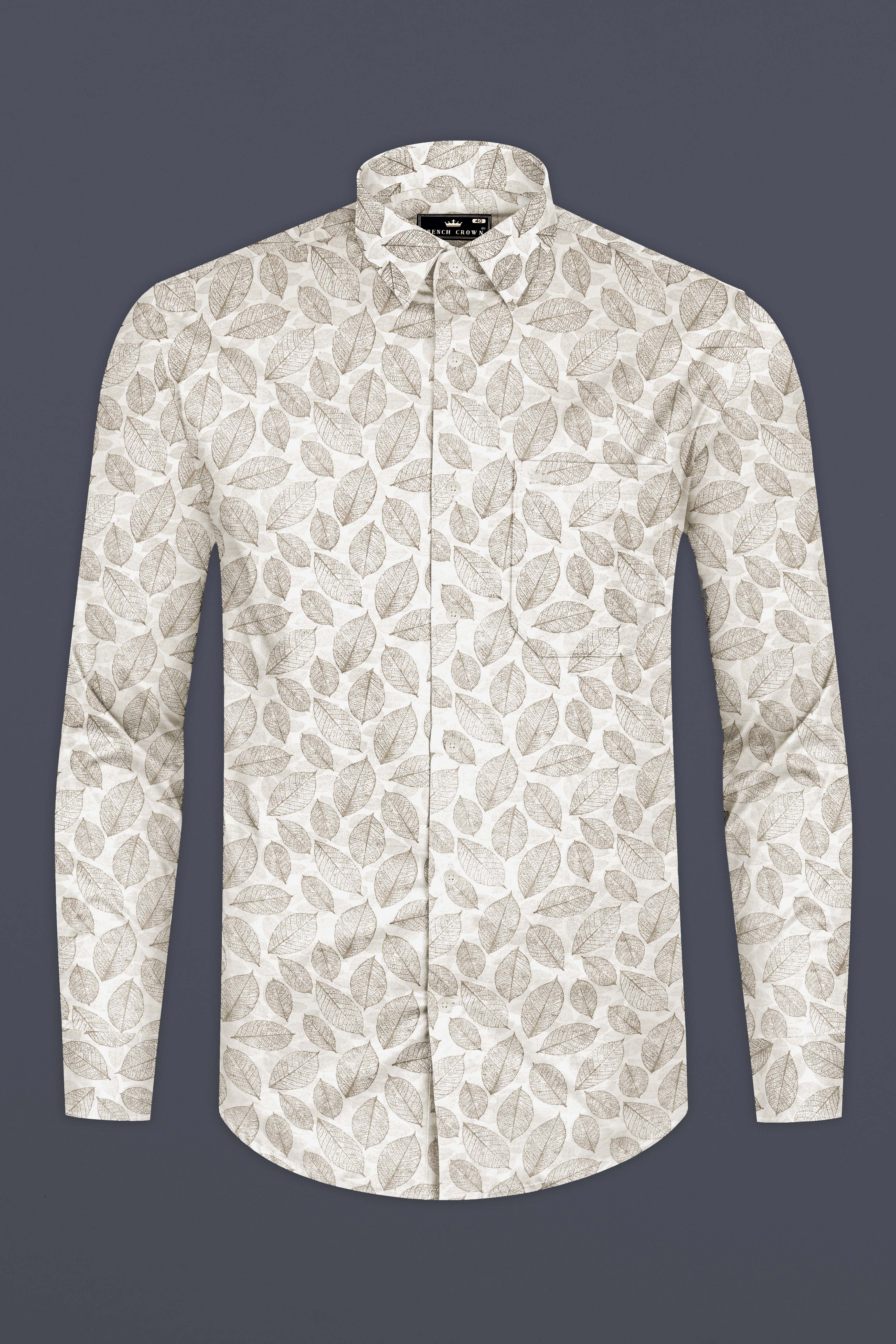 Martini Cream Leaf Printed Super Soft Premium Giza Cotton Shirt 13060-38, 13060-H-38, 13060-39, 13060-H-39, 13060-40, 13060-H-40, 13060-42, 13060-H-42, 13060-44, 13060-H-44, 13060-46, 13060-H-46, 13060-48, 13060-H-48, 13060-50, 13060-H-50, 13060-52, 13060-H-52