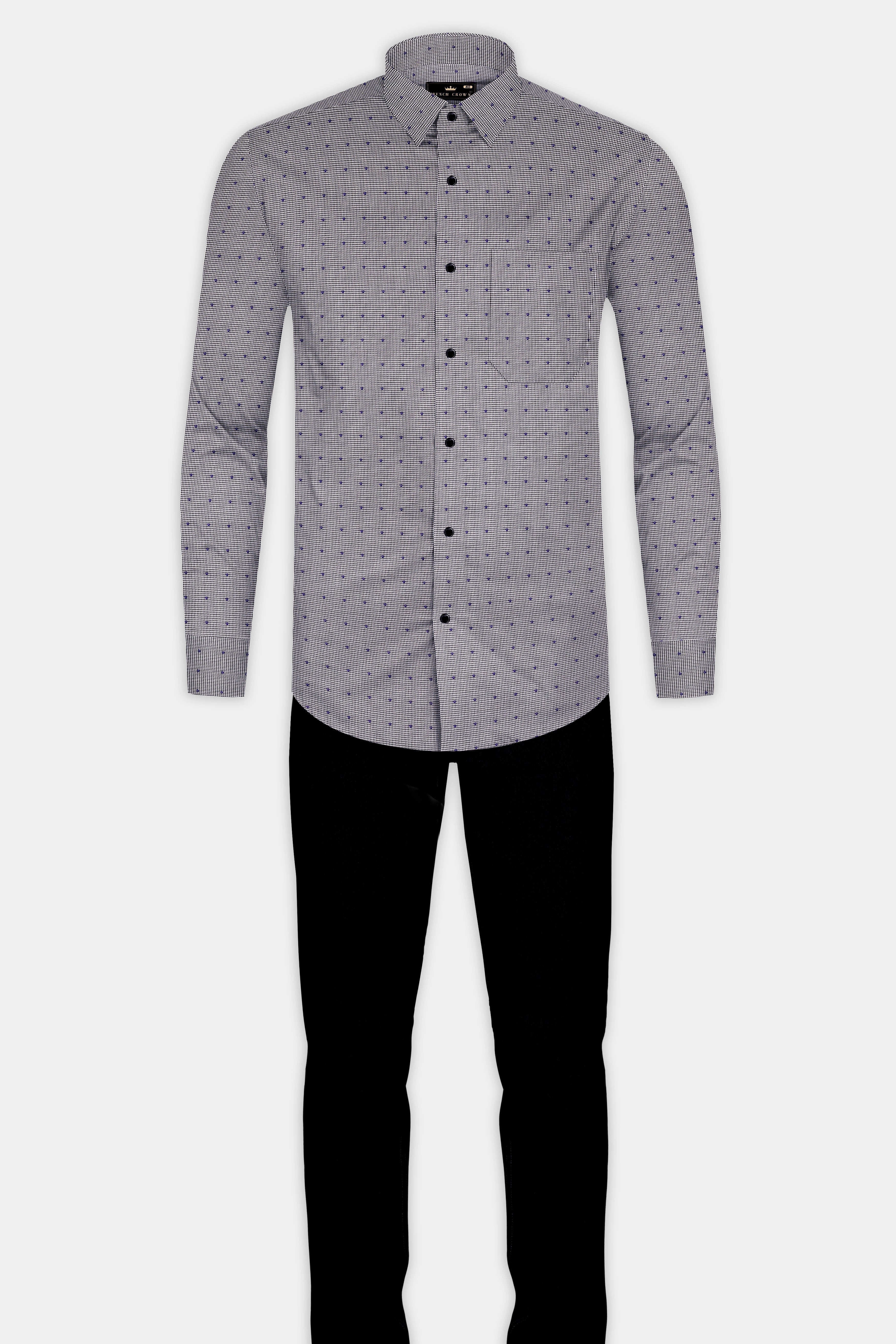 Vampire Gray Houndstooth Dobby Textured Premium Giza Cotton Shirt