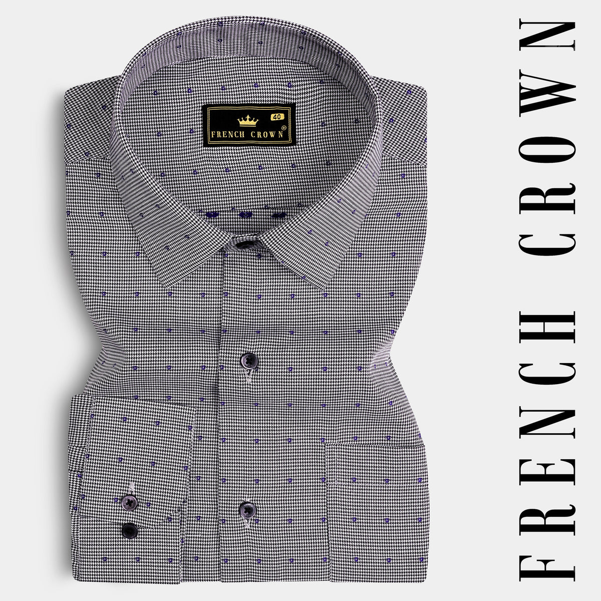 Vampire Gray Houndstooth Formal Prints Premium Cotton Shirt For Men