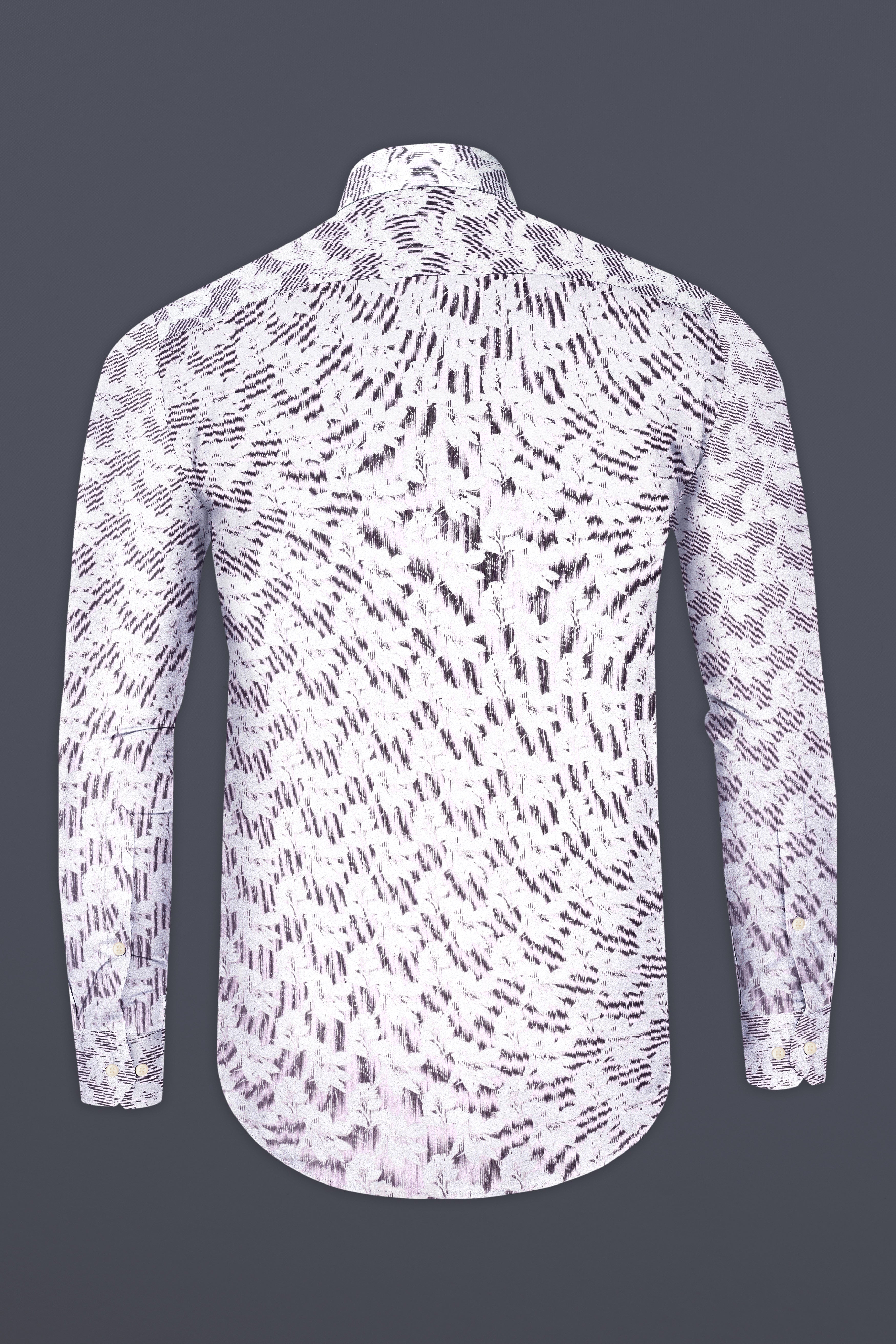 Mobster purple And Bright White Floral Prints Giza Cotton Shirt