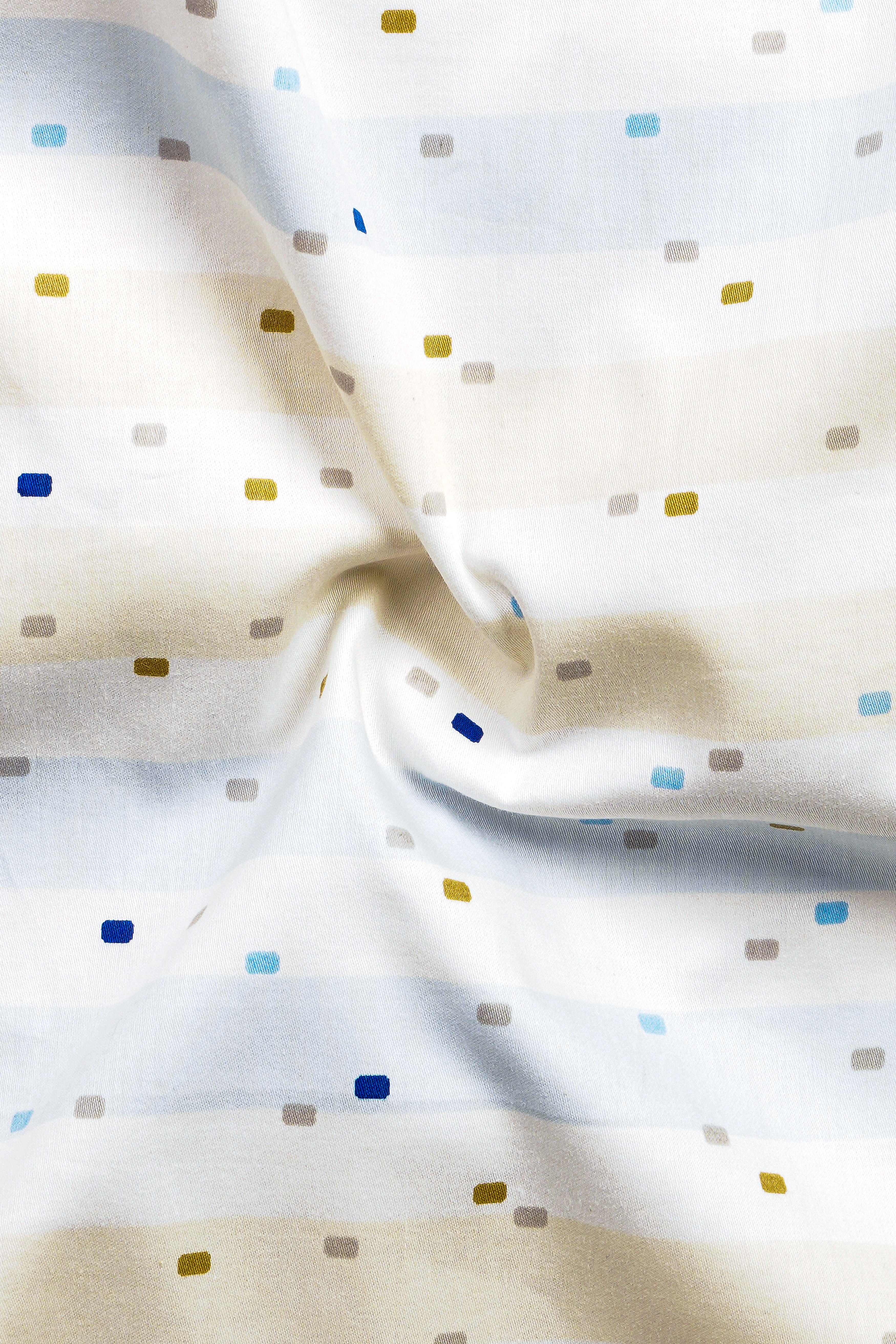 Bianca Cream And Periwinkle Blue Striped Subtle Sheen Super Soft Premium Cotton Shirt