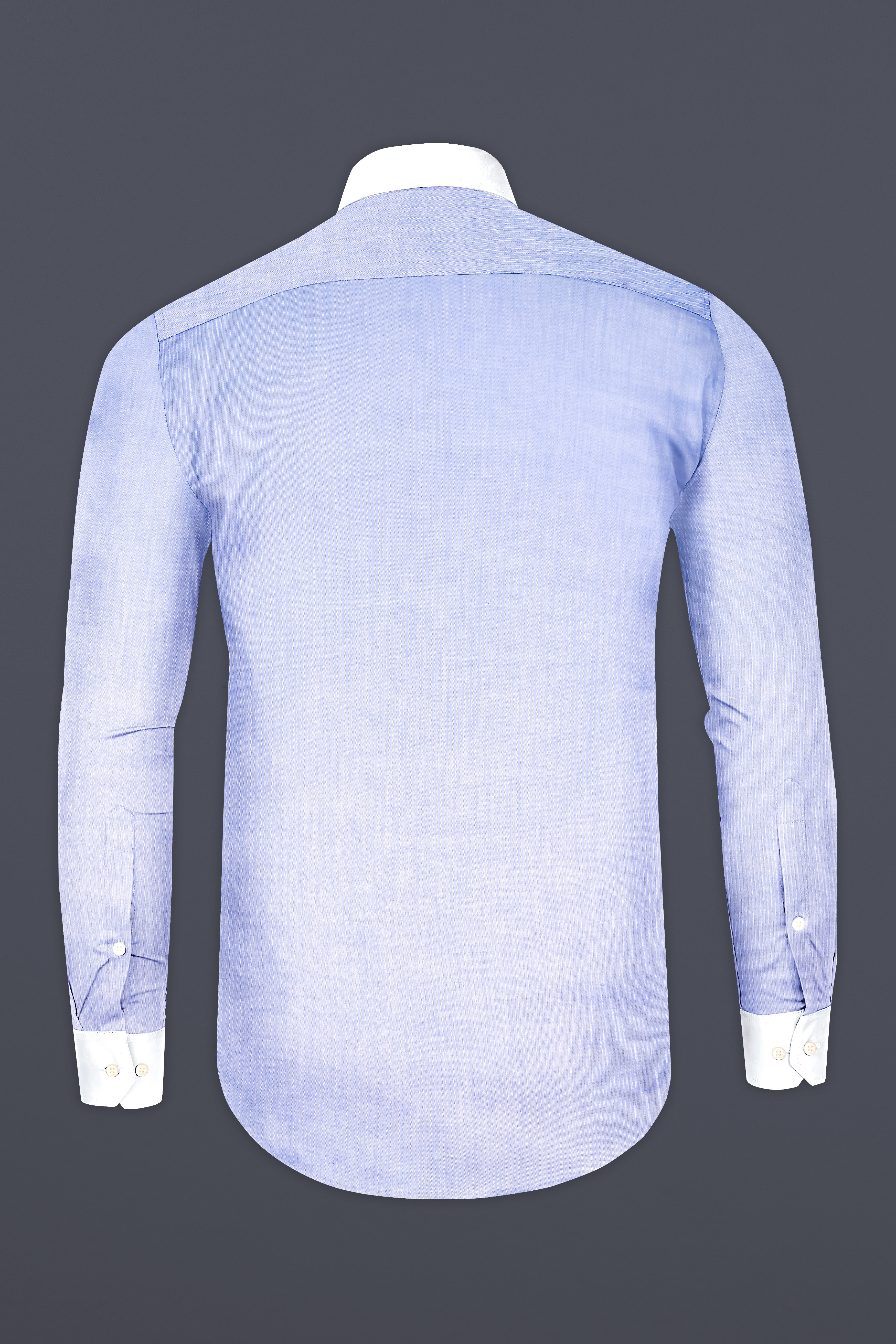 Tealish Blue Herringbone Textured Premium Cotton Shirt