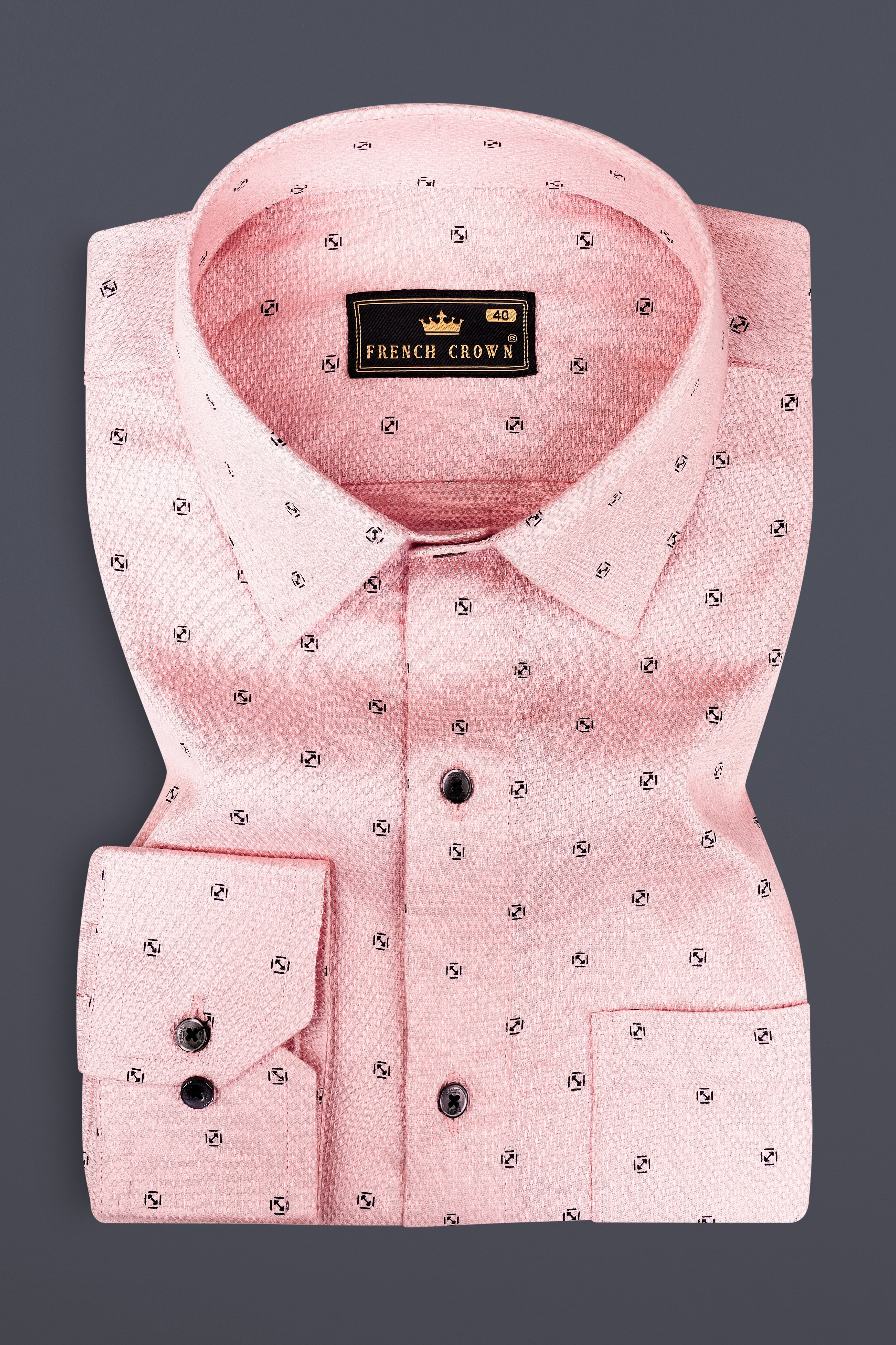 Azalea Pink Dobby Textured Premium Giza Cotton Shirt