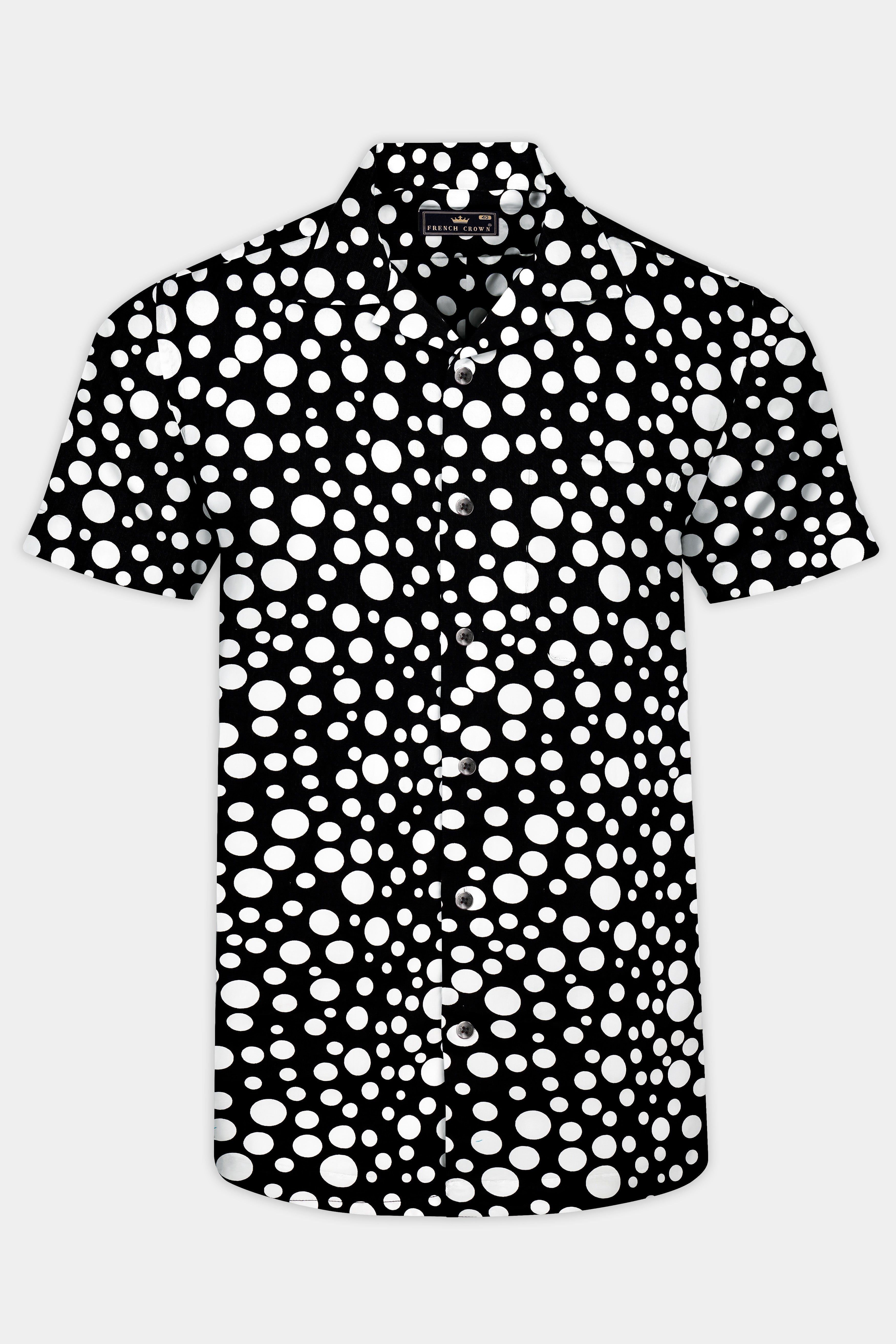 Jade Black And Bright White Polka Dotted Subtle Sheen Super Soft Premium Cotton Shirt