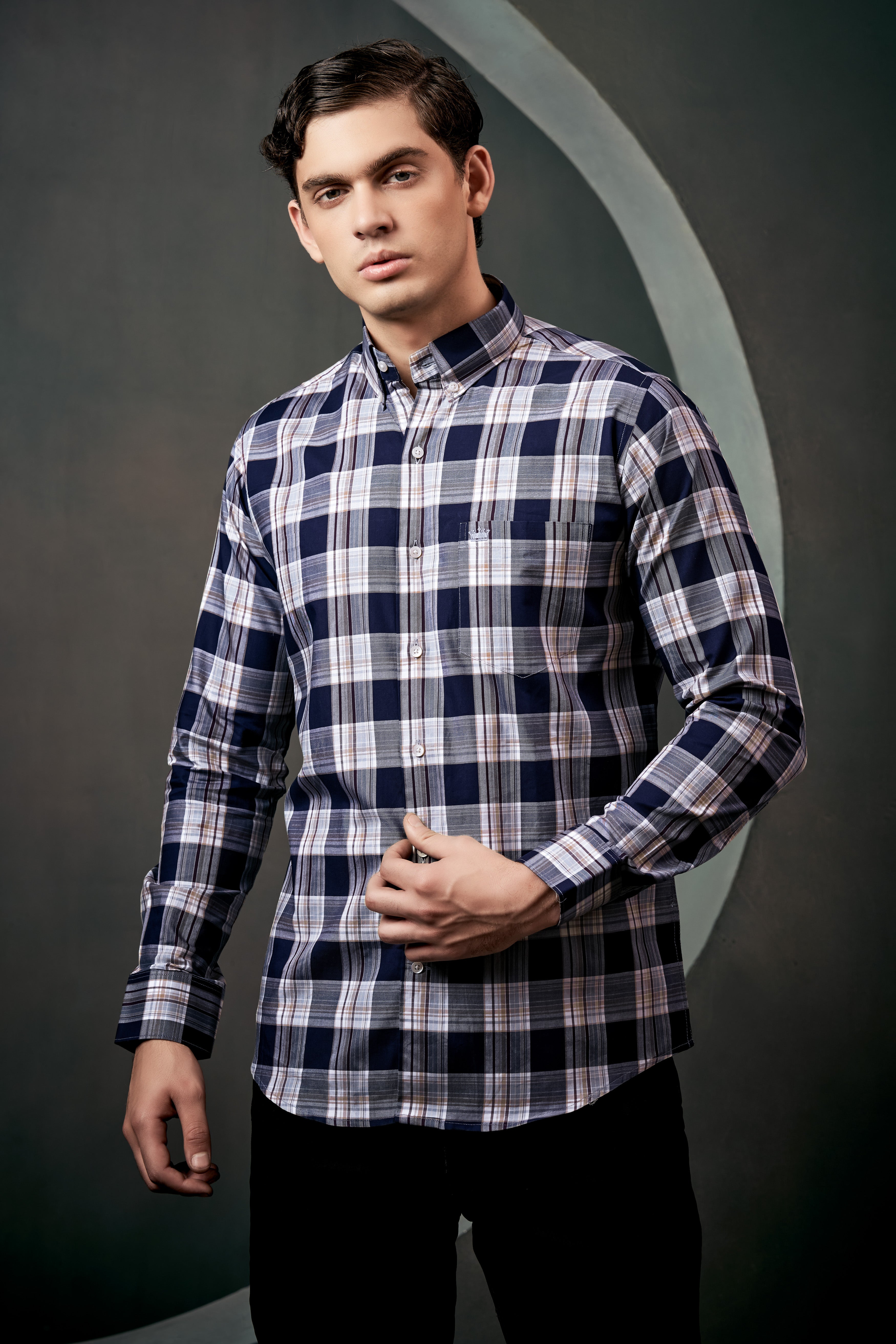 Firefly Blue Checked Twill Premium Cotton Shirt