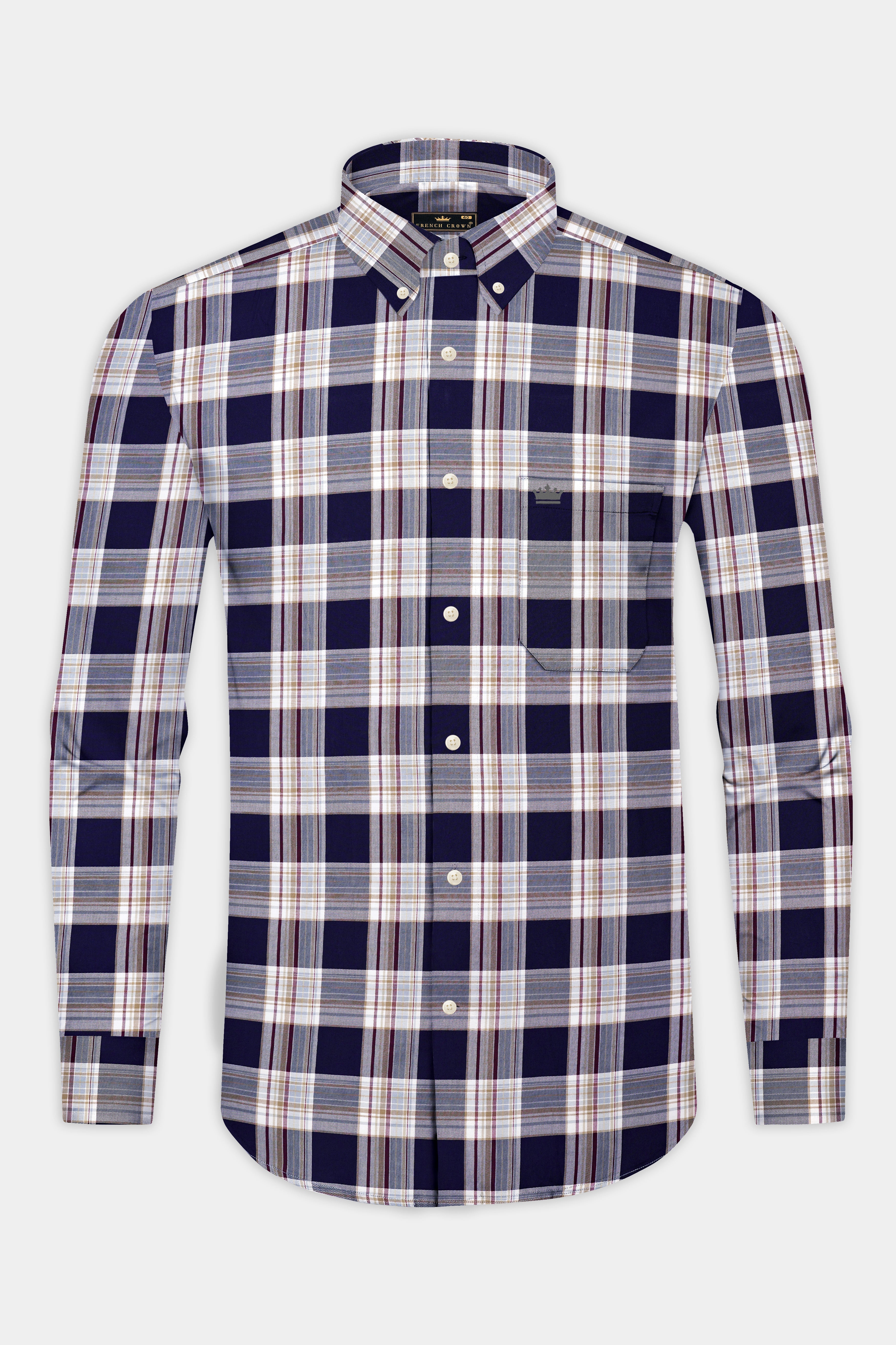 Firefly Blue Checked Twill Premium Cotton Shirt