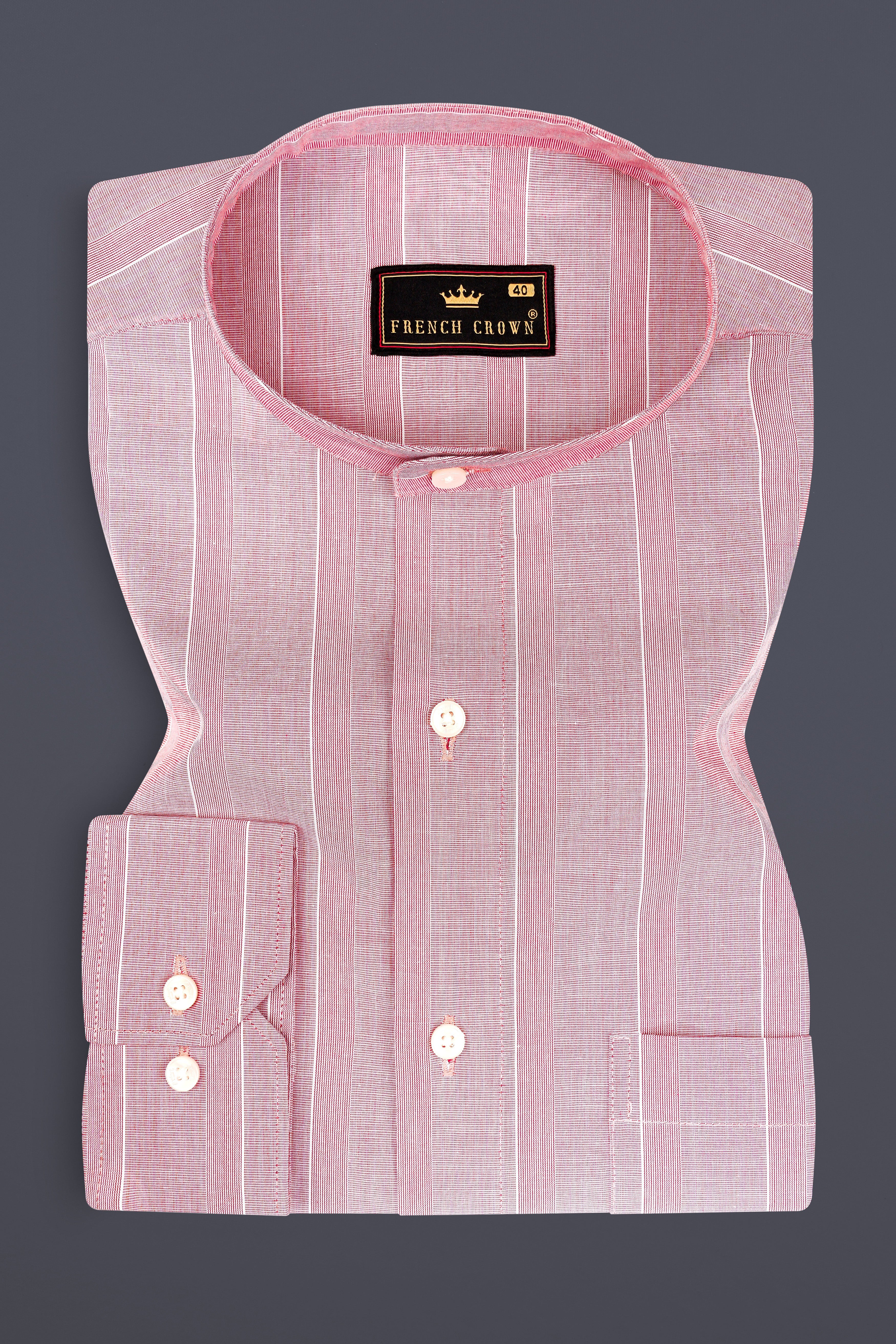 Kawaii Pink Striped Premium Giza Cotton Shirt